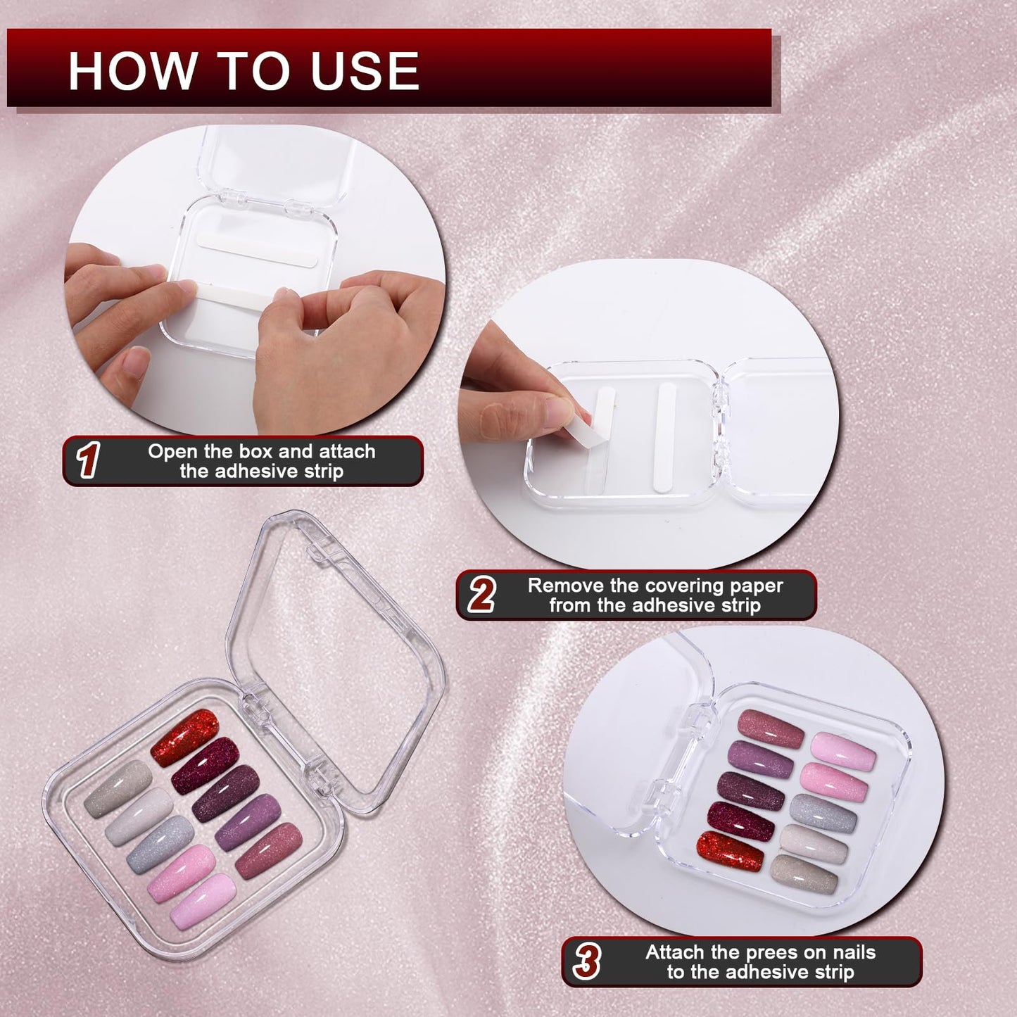 Paidiem 20Pcs Press On Nail Storage Box with 72Pcs Adhesive Double Sided Tape, Press on Nail Packaging Supplies False Nails Display Storage Cases Boxes Organizer for Nail Art Salon Business(Clear)