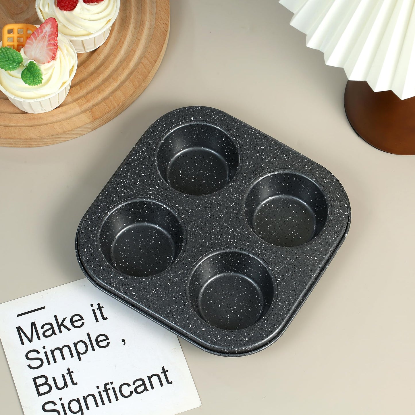 Walooza 4 Cup Muffin Pan 2 Pack, Nonstick Mini Muffin Tin for Air Fryer, 1.18In Deep Cupcake Baking Pan for Frittatas, Tarts, Brownies