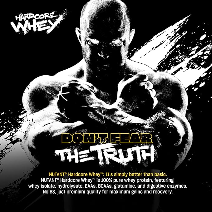 Mutant Hardcore WHEY | 100% Pure Whey Protein | 24g Protein, Fast-digesting whey Protein Isolate Plus whey Protein hydrolysate | 70 Servings | 5 LB | Cookies & Cream