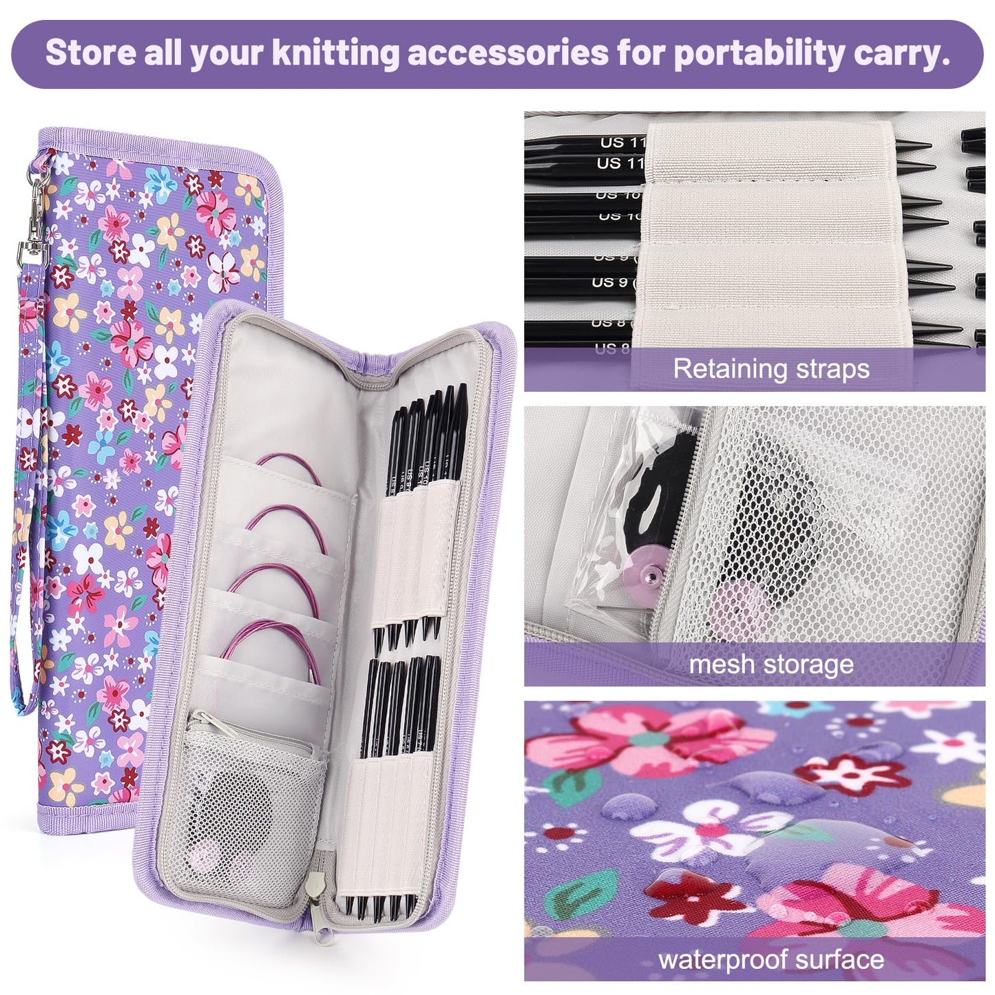 Katech Interchangeable Knitting Needles Set- 9 Pairs Circular Knitting Needles Size 2.5, 4, 5, 6, 7, 8, 9, 10,11, Round Knittings Needle with 5 Cable and Case Accessories for Sweater Sock, Blanket