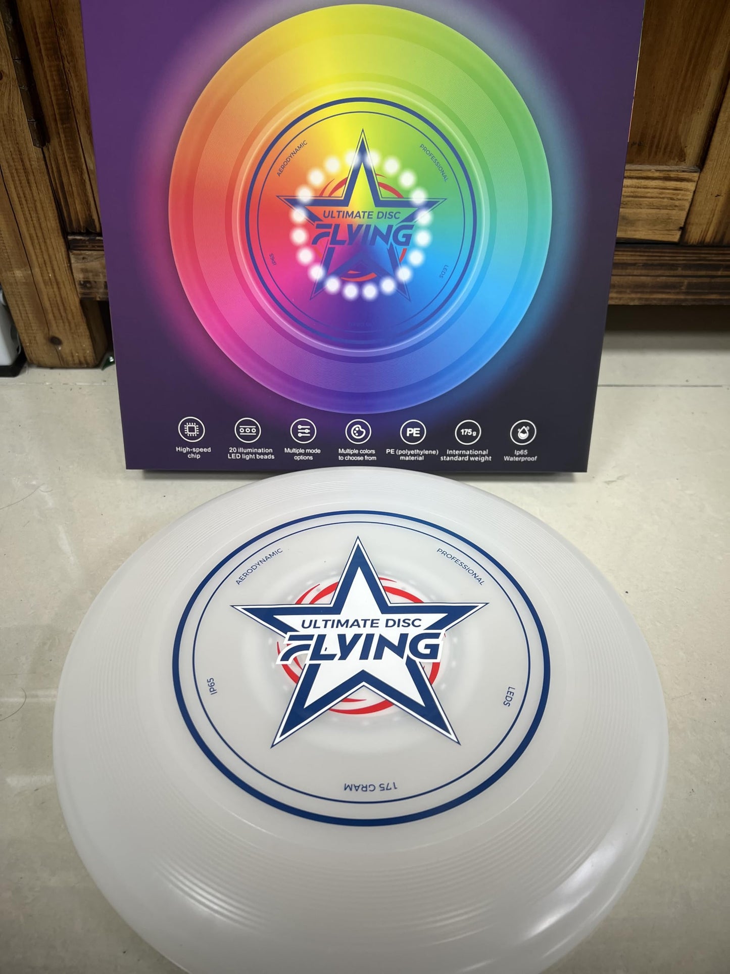 LED Flying Disc - 7 Dynamic Modes, 7 Colors, IP65 Waterproof, Perfect Birthday & Camping Gift for Men/Boys/Teens/Kids - Outdoor Games & Cool Toys, 175g (SC-FP004-Blue)