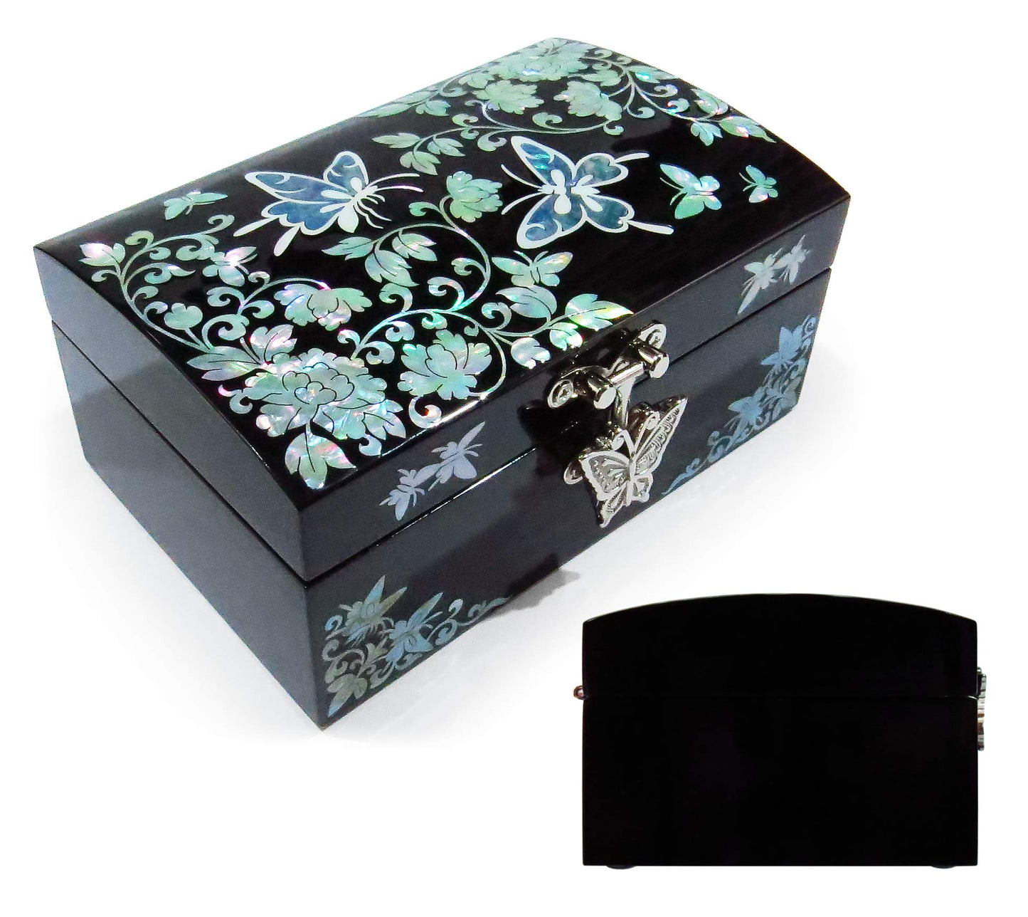 MADDesign Mother of Pearl Jewelry Ring Earring Box Butterflies Design