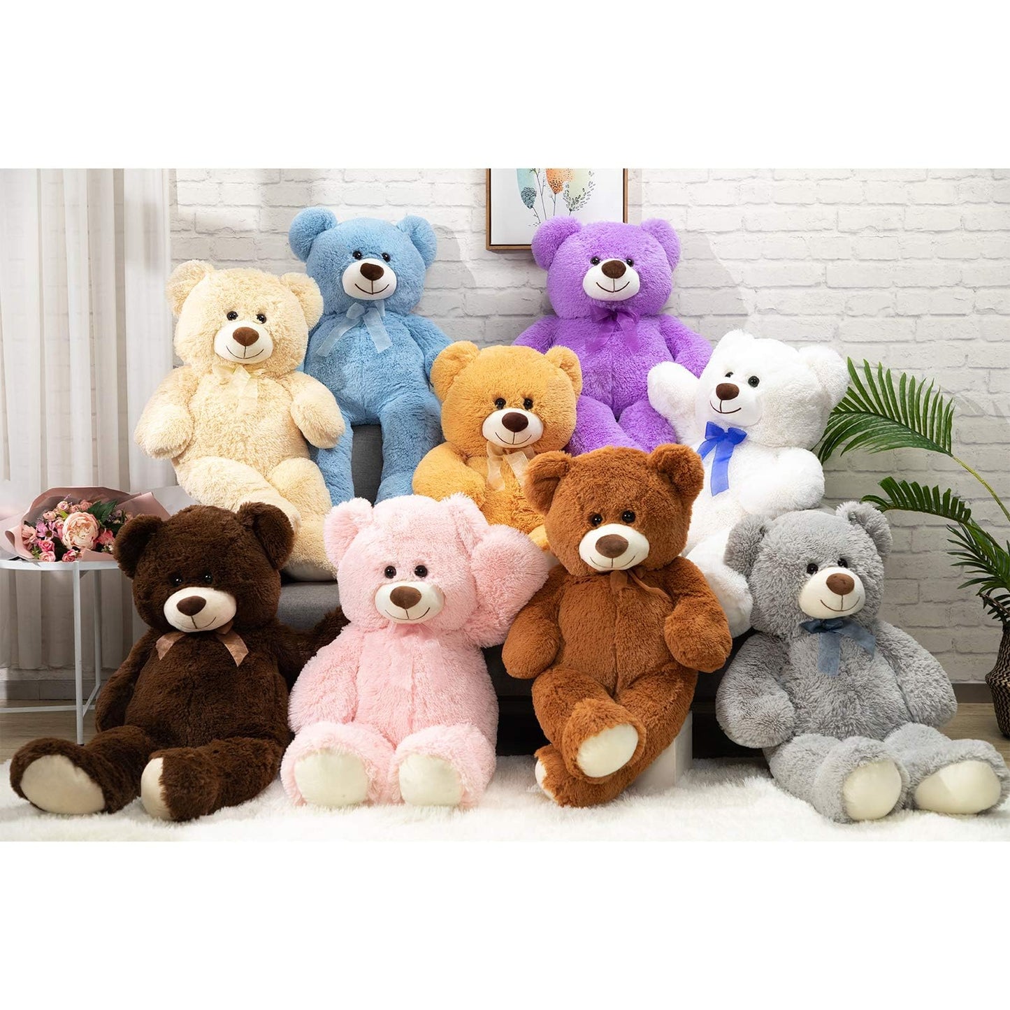 HollyHOME Big Teddy Bear Large Teddy Bear Stuffed Animal Birthday Valentines Day Plush for Kids and Girlfriend 36 inch Tan