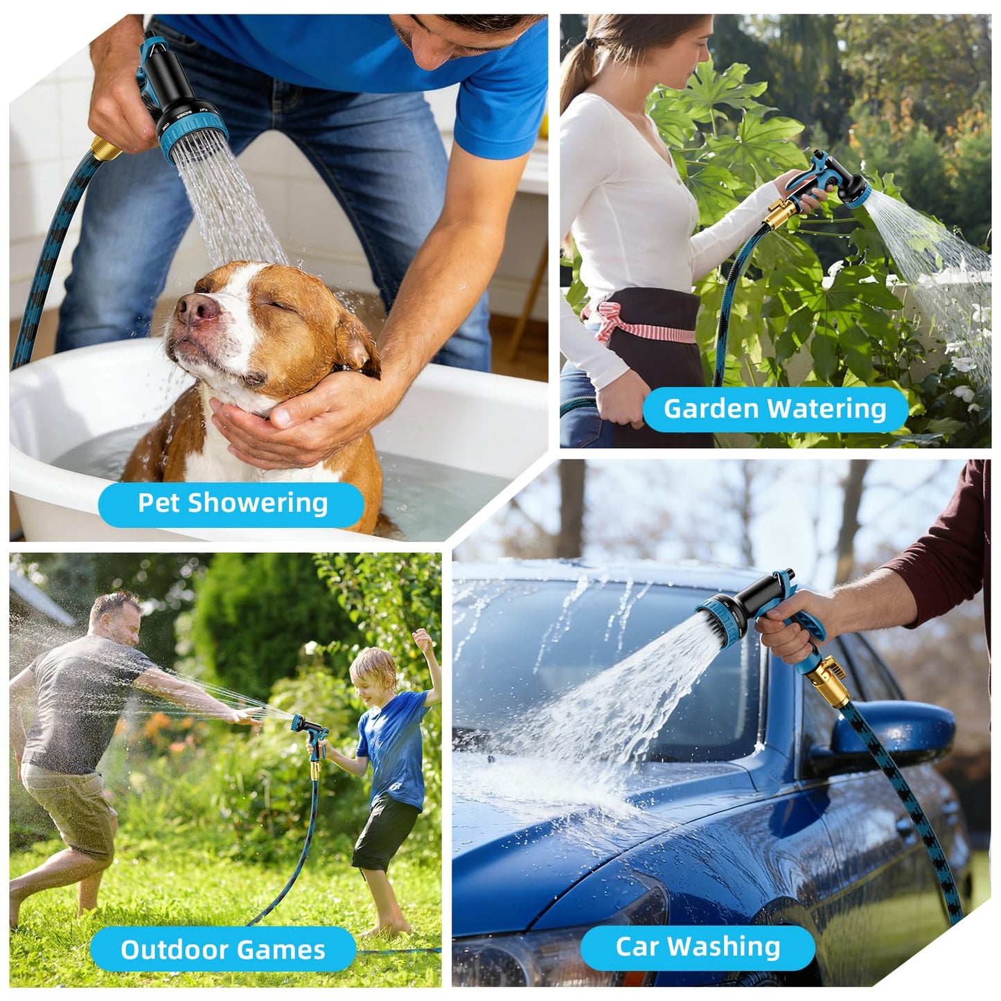 Garden Hose, Non-Expandable Water Hose 75 ft, Flexible, Kink & Leak Proof Water Pipe with 10-Function Spray Nozzle, Lightweight Outdoor Hose for Yard, Lawn, Car Wash, RV and Home Use