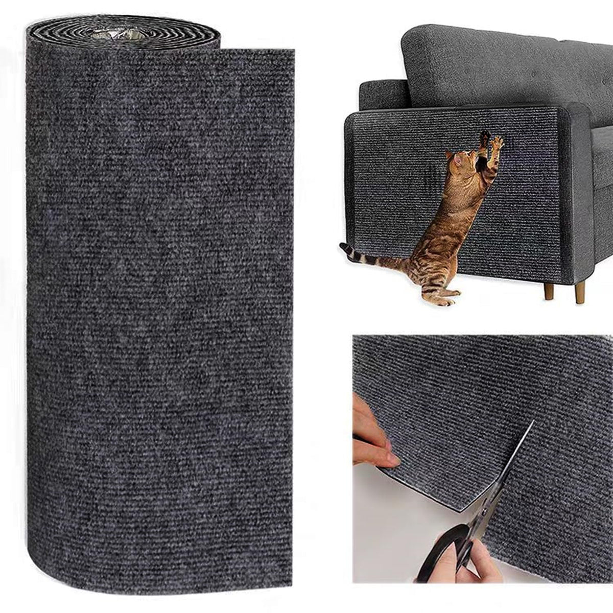 SHENGOCASE 78.7"x15.8" Trimmable Self-Adhesive Carpet Mat Pad Replacement for Cat Tree Shelf Shelves, Cat Wall Furniture Steps, Carpet Scratching Post Scratcher Couch Protector (Beige)