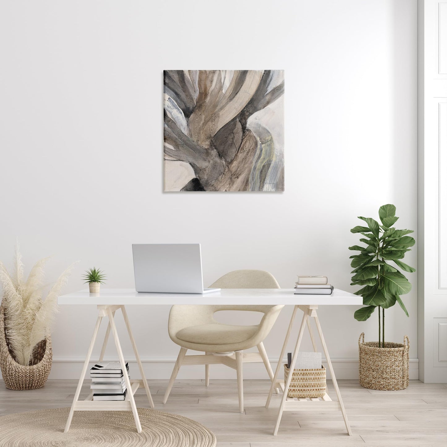 Stupell Industries Twisted Driftwood Abstract Tree Bark Brown Neutral, Design by Albena Hristova Canvas Wall Art, 30x30