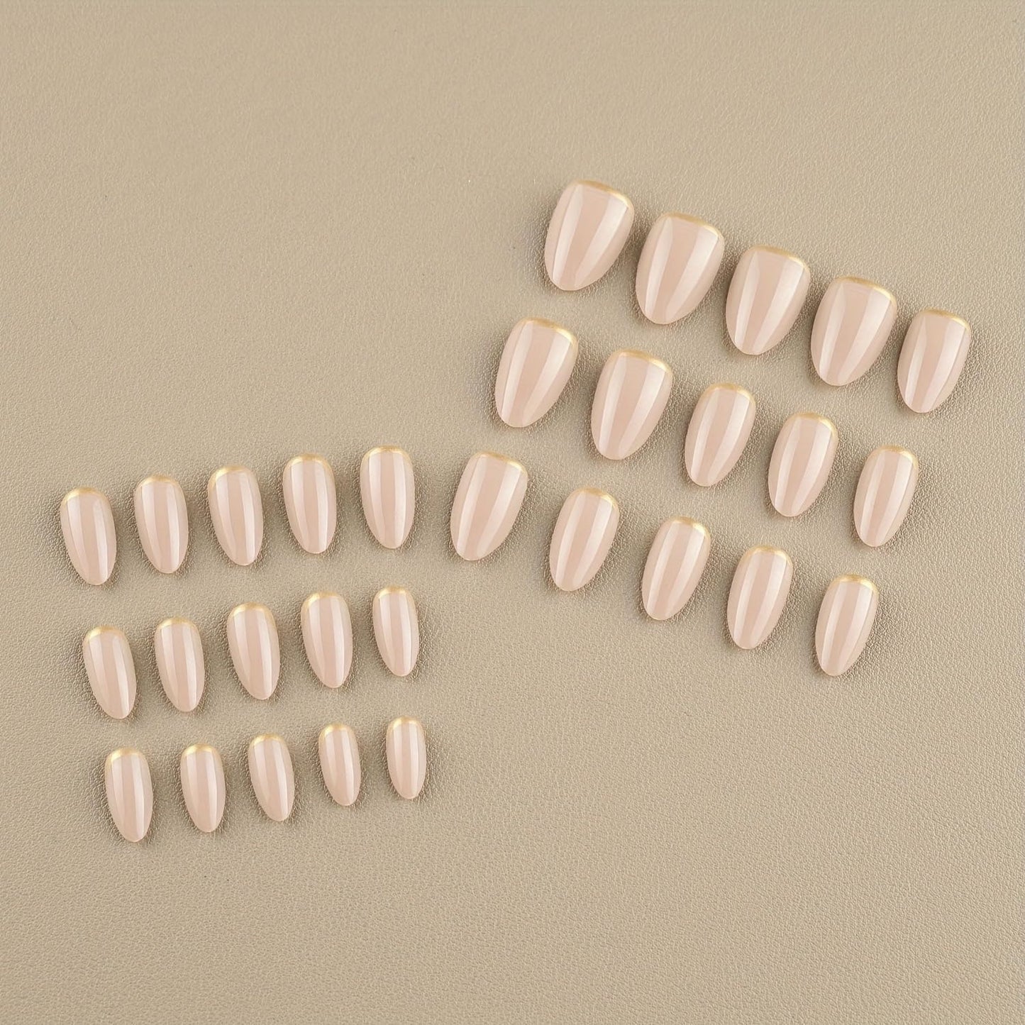 Yibosoar Press On Nails - Glossy, Short Round Fake Nails, Salon Quality | Semi-Transparent Reusable Press On Nails in 15 Sizes - 30Pcs Stick On Nails Kit (Gold Pink)
