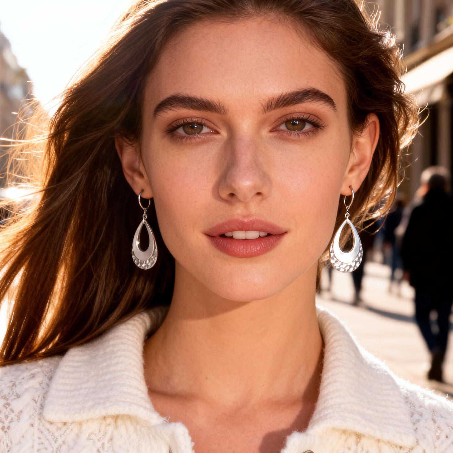Sterling Silver Teardrop Dangle Earrings for Women Sliver Layer Leverback Hammered Dangle Earrings Jewelry Hypoallergenic Waterdrop Leverback Dangle Earring for Gifts