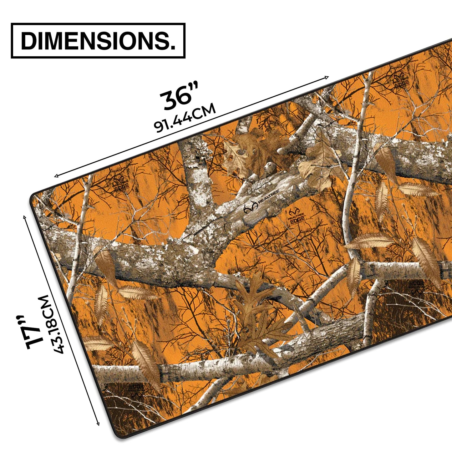 MPCO. Real Tree Large Gaming Desk Pad - 36" x 17" Aeroglyde Fabric Edge Orange – Without Logo Desk Mats - Non-Slip, Washable, Smooth Glide for Precision Gaming & Work