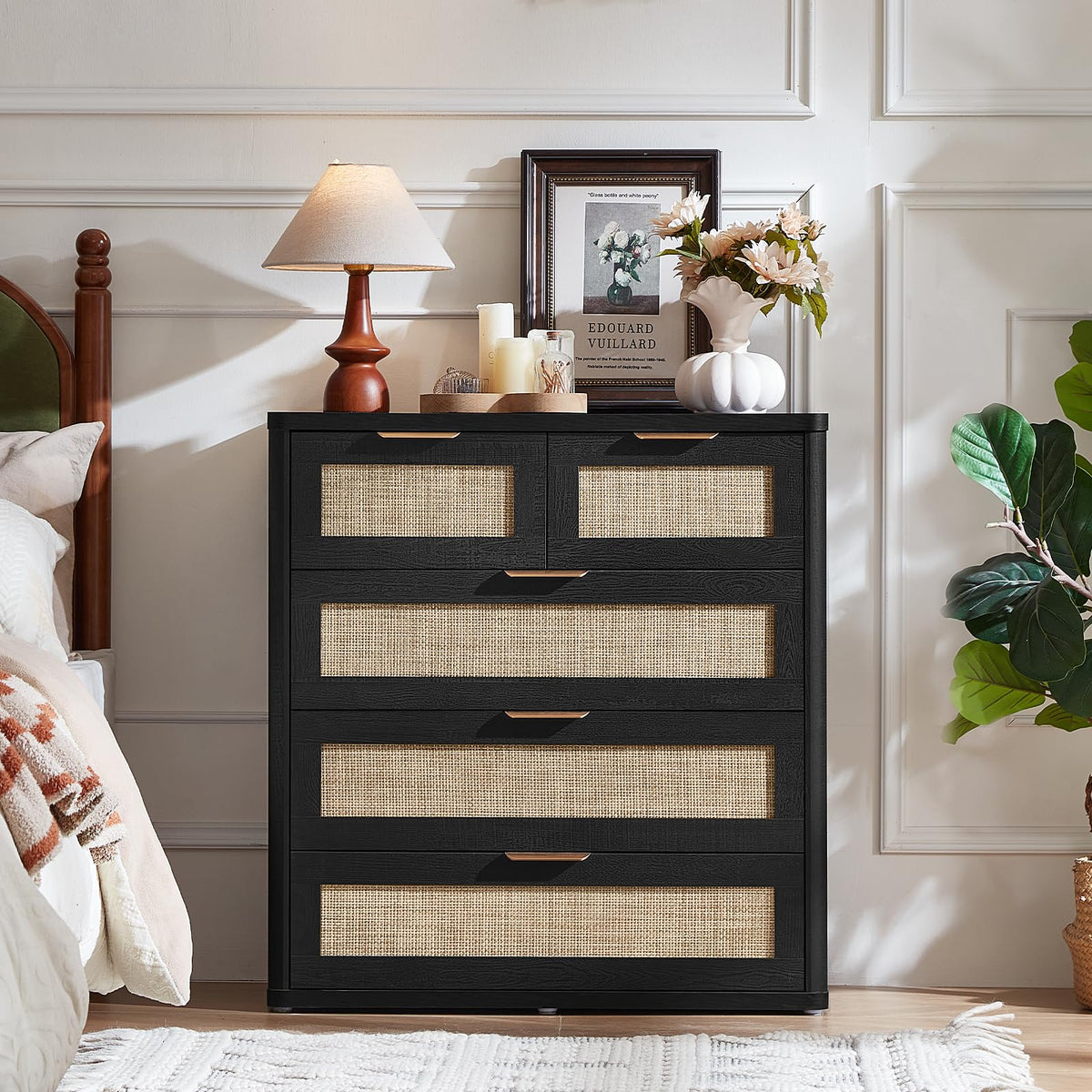Rattan Dresser for Bedroom Set of 2