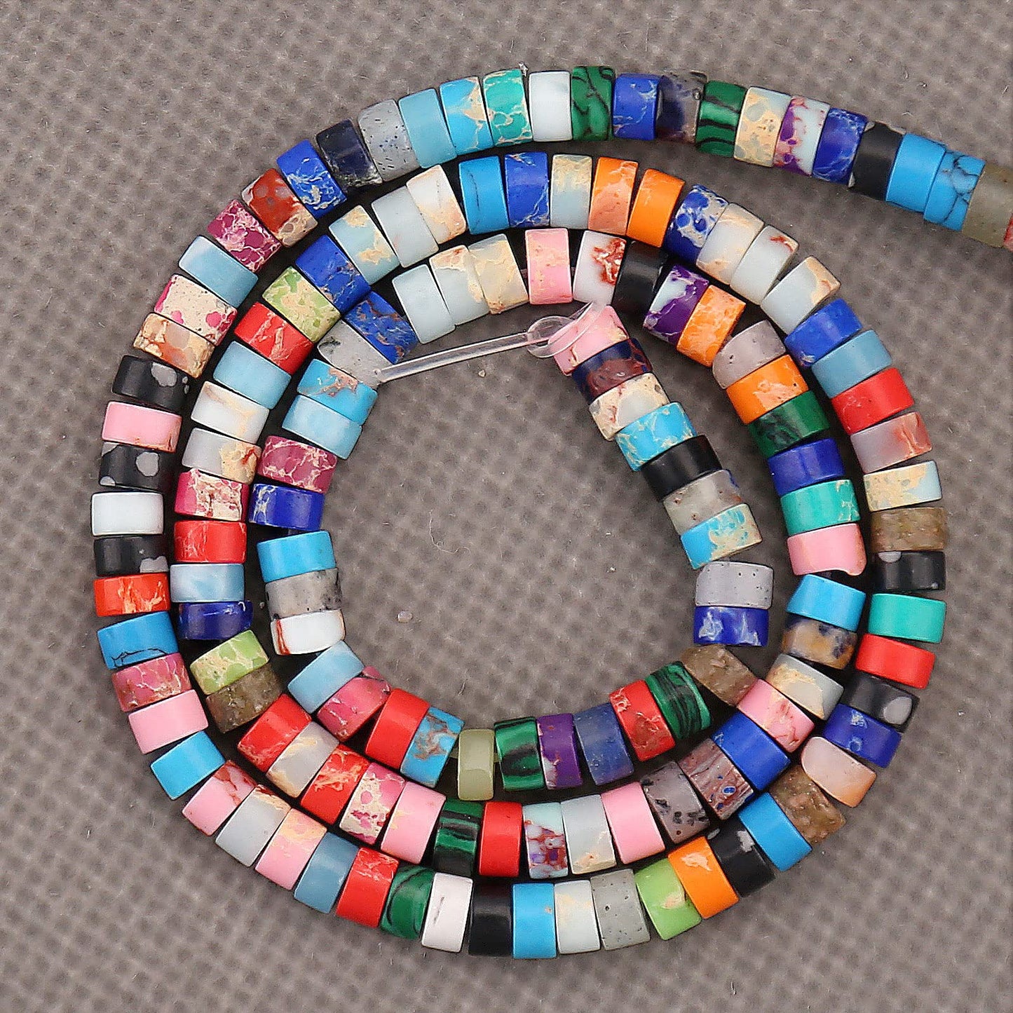 BONNY BOXX 150PCs Natural Mix Imperial Jasper Spacer Beads, Loose Semi Precious Flat Round Gemstone Heishi Disc Stone Beads for Beading Jewelry Making 4mm*2mm