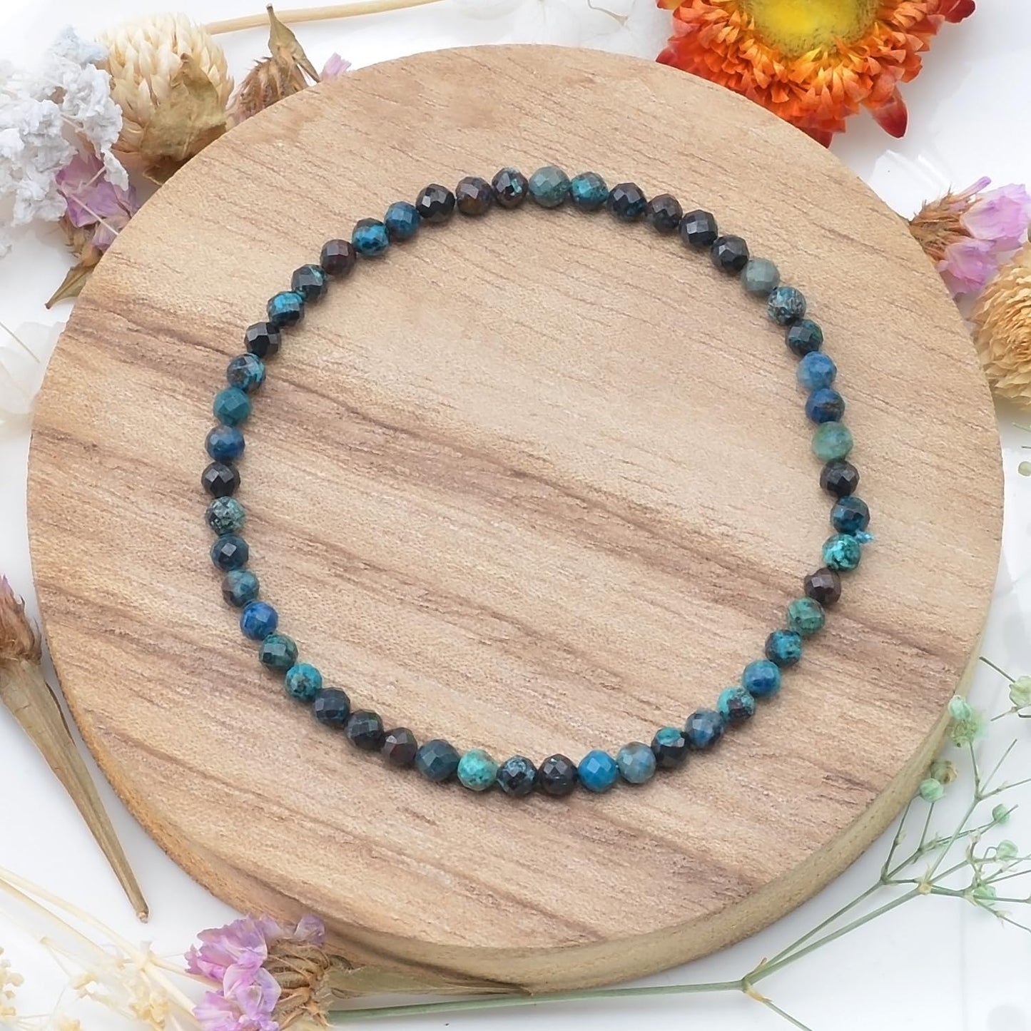 MASSIVE BEADS Natural Genuine Gemstone Beads Healing Crystal Chakra Reiki Jewelry Faceted Round Beads Bracelets (Chrysocolla, 3mm)