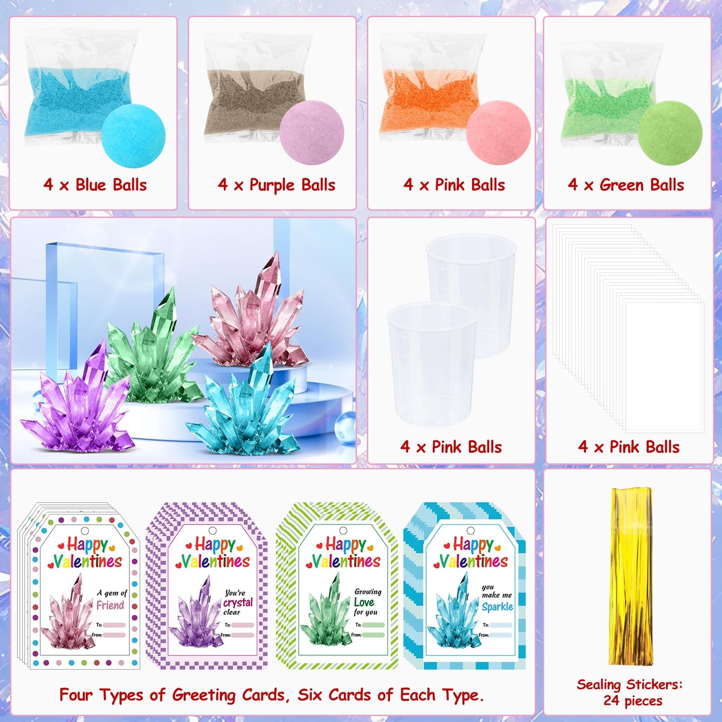 Grenfield 24PCS Kids Science Kit Planting Crystal Bulk, Easter Egg Fillers, Basket Stuffers for Kids Easter Egg Stuffers, Classroom Prizes, for Easter Egg Hunts, Party Favors, Kids, School