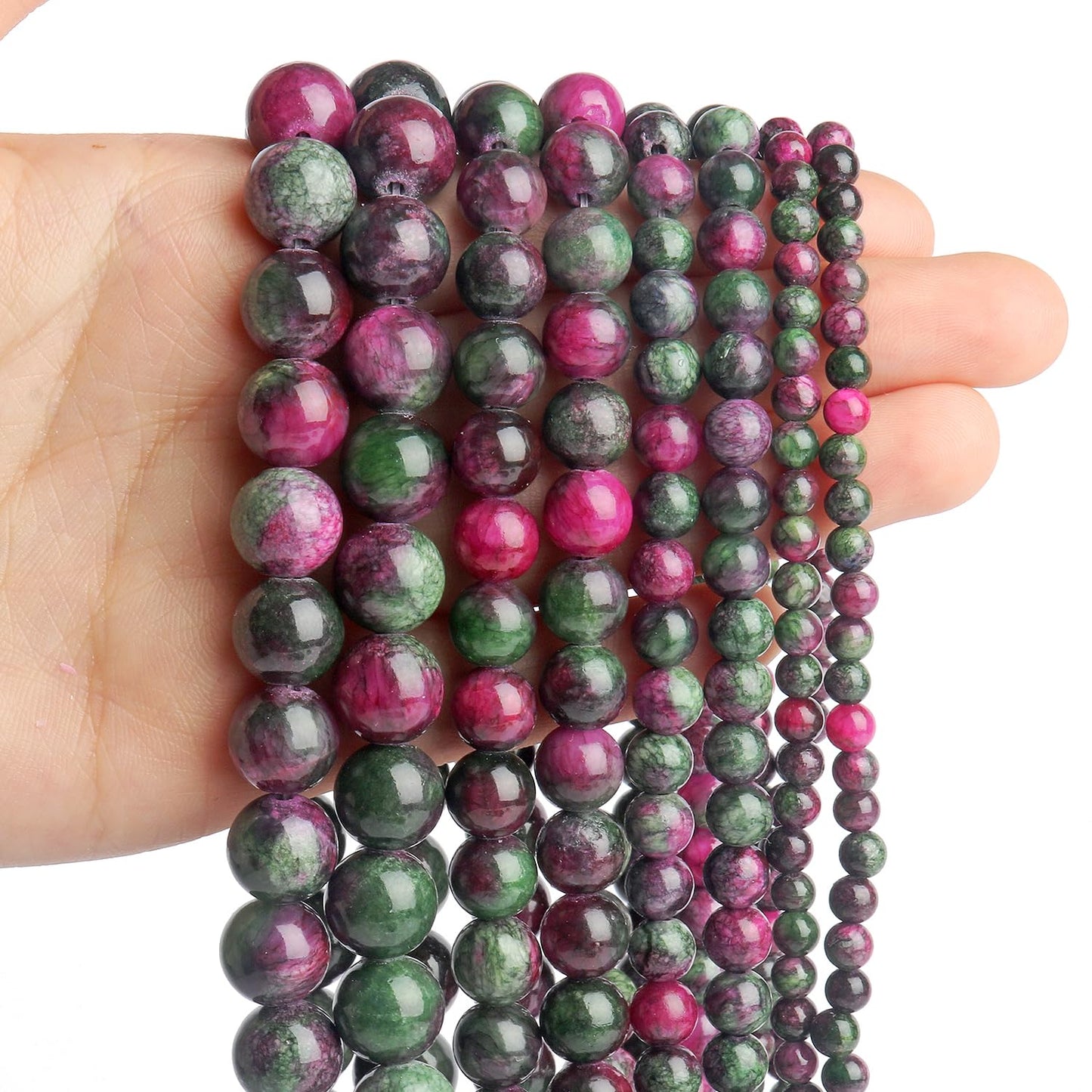 NITOPUPU 8mm 45pcs Tourmaline Persian Jade Natural Stone Beads for Jewelry Making Supplies, Round Crystal Beads for Bracelets Necklace DIY Crafts