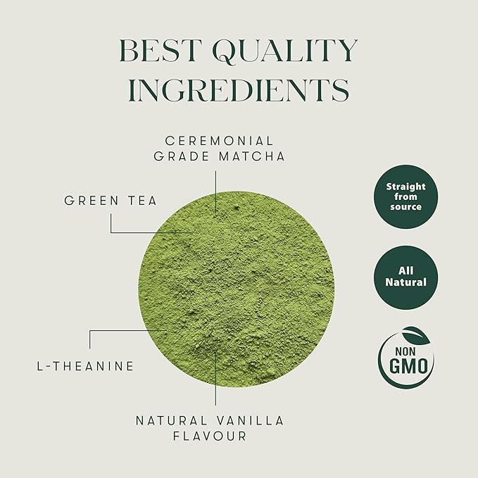 Luxmi Estates Vanilla Matcha with Priobiotics (50 g) Organic Matcha Tea, Rich in Antioxidants, Tea for Relaxing