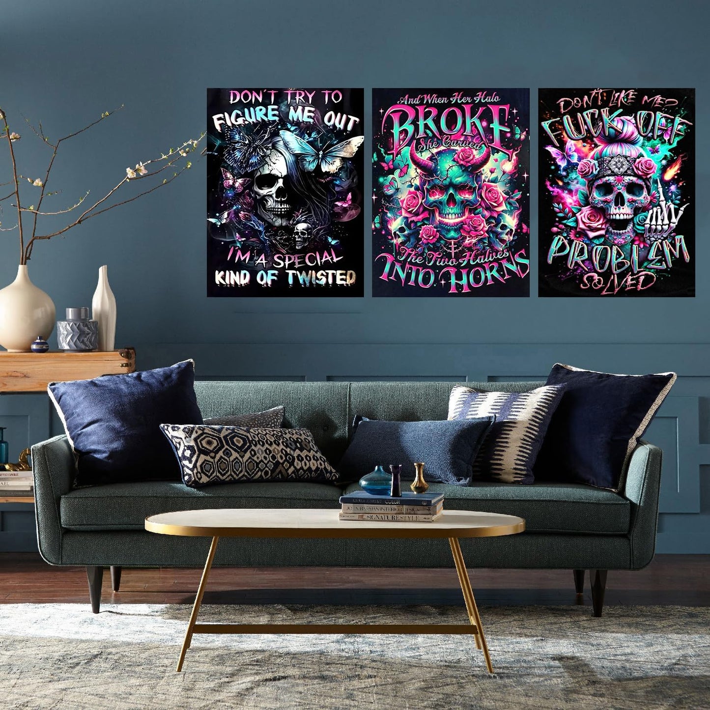 Meothan 3 Pack Diamond Art Kits for Adults, Sugar Skull Diamond Painting Kits for Adults, 5D DIY Round Full Drill Gothic Gem Art Paint with Diamonds Dots Crafts Set for Home Decor Gift 12x16inch