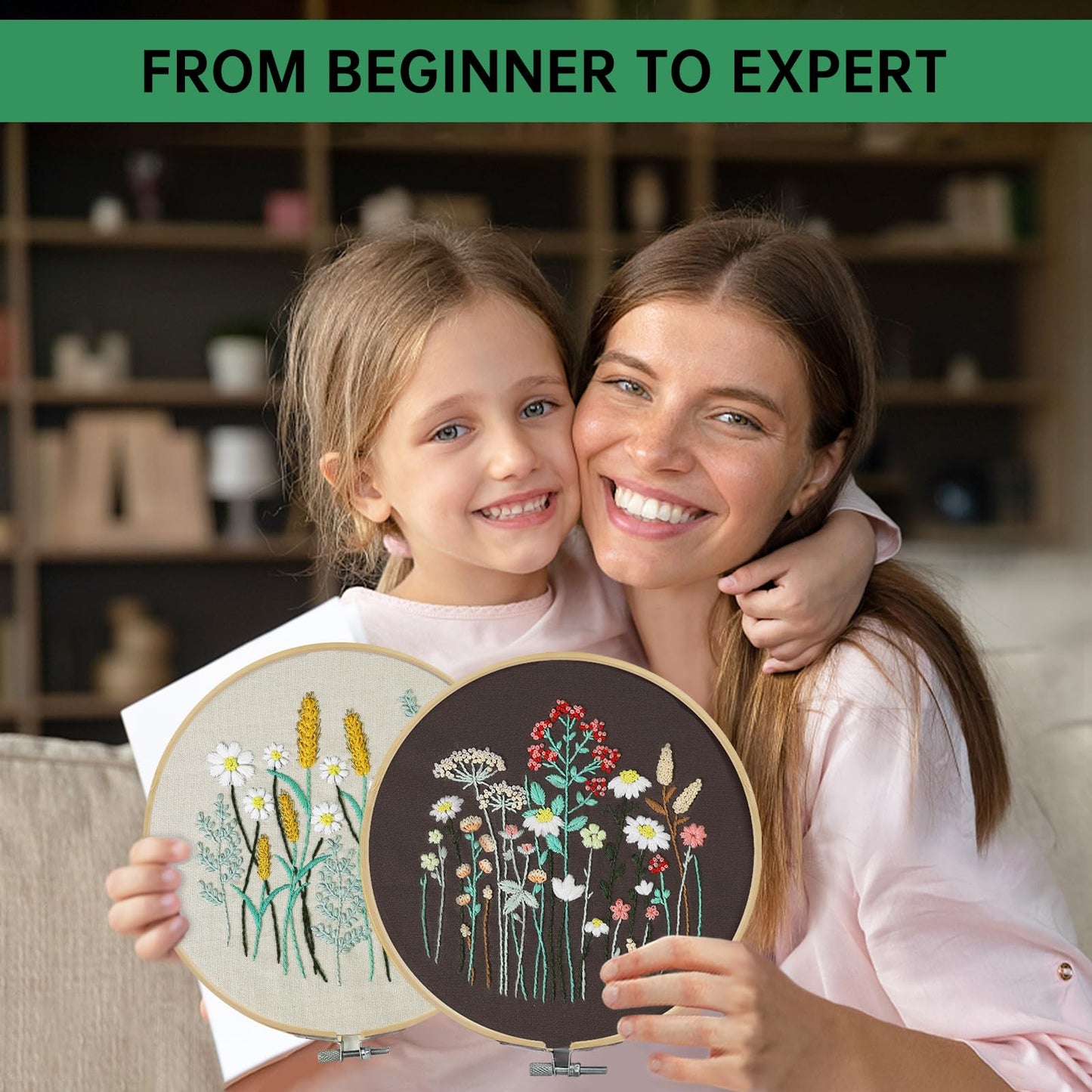 CYANFOUR 6 Stage Embroidery Kit for Beginners Adults, Easy to Learn 38 Different Stitches from Instruction & Video, Needlepoint Kits for Adults with Stamped Embroidery Patterns