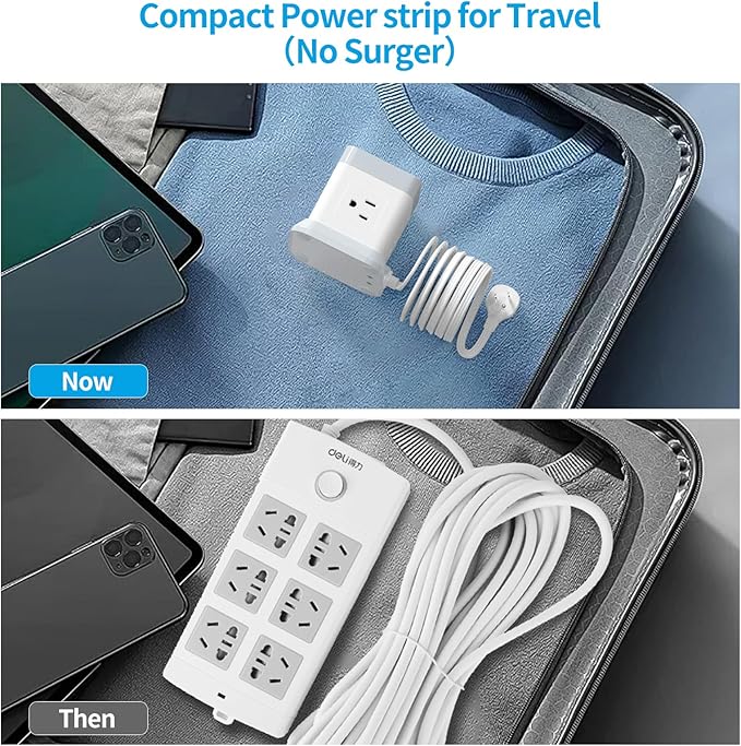 Power Strip with USB, FDTEK Flat Plug Extension Cord with 4 Outlets and 3 USB(1 USB C), 5 FT Power Cord Desktop Charging Station, Overload Protection, Compact Portable for Travel Home Office