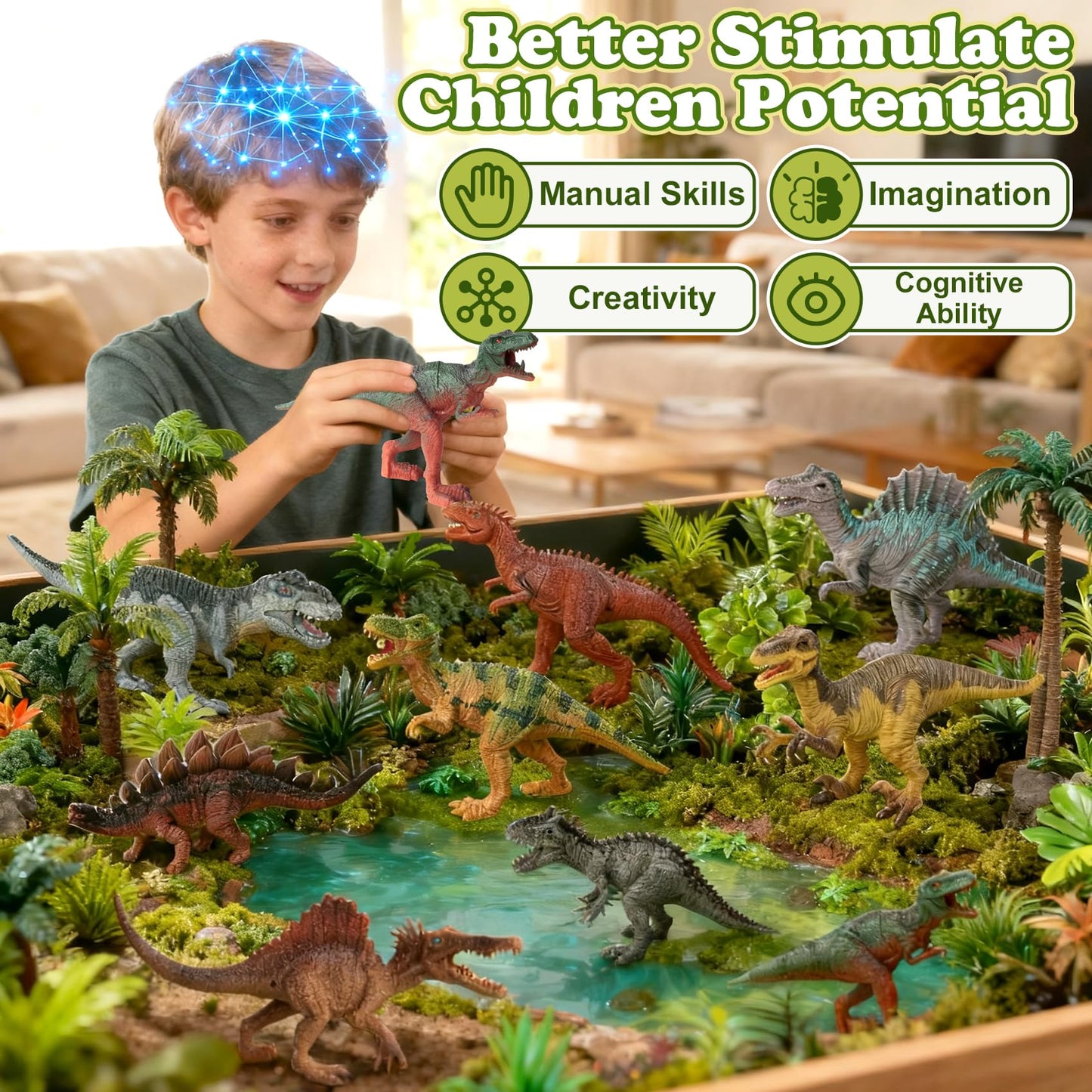 29 Pcs Dinosaur Toys for Realistic Jurassic Dinosaurs Figures with Trees&eggs &Fence Playset to Can Create a Dino World, Educational mini Dinosaurs Figures, dinosaur set Gifts for Toddler Boys 3-5