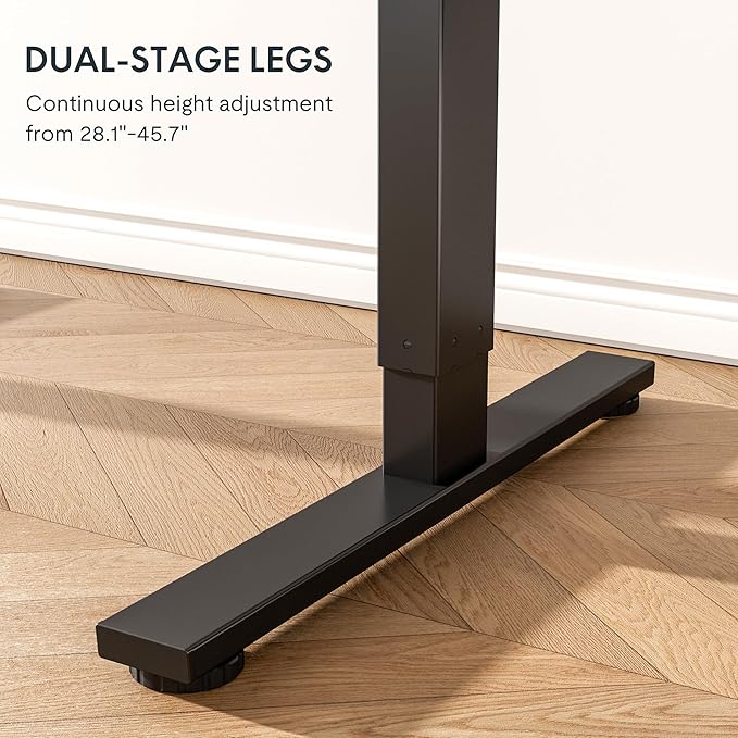 FLEXISPOT EN1 Whole Piece Standing Desk 55 x 28 Inches Stand Up Desk for Workstation and Home Office (Black Frame + Gray Wood Top, 2 Packages)