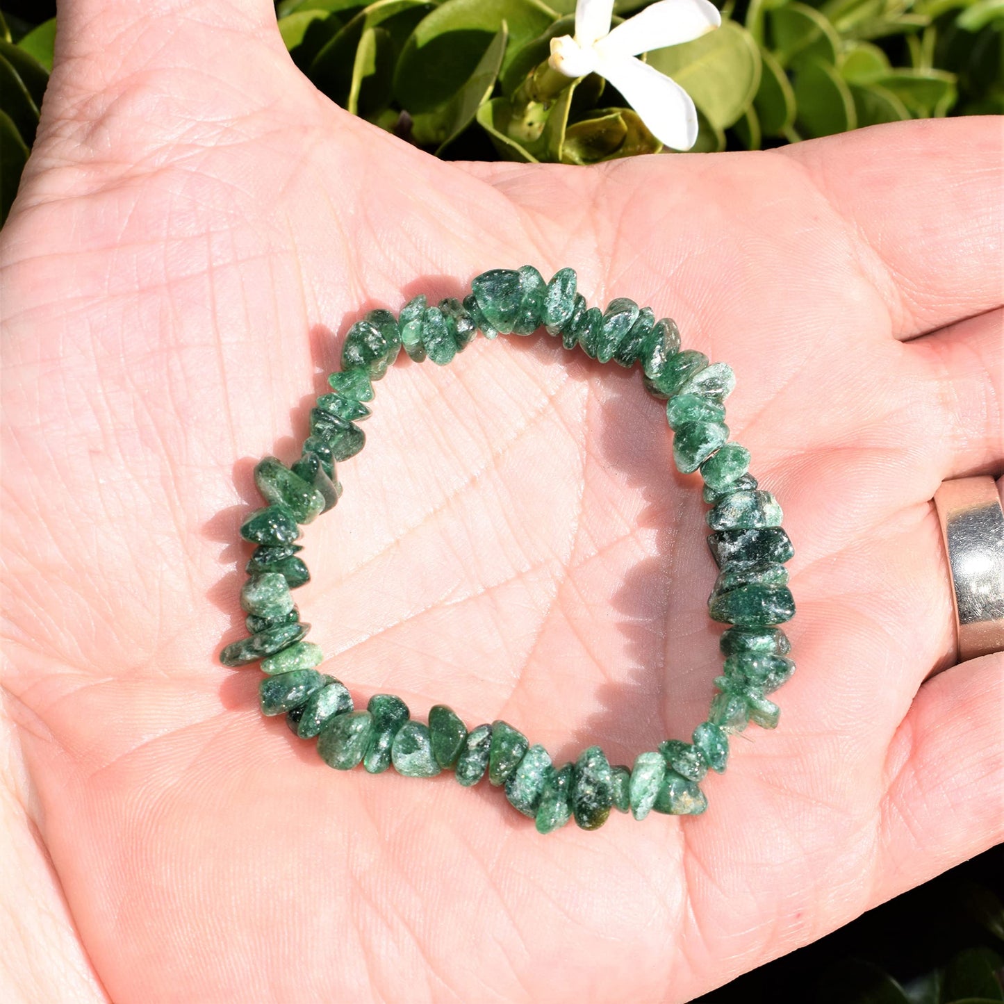 Zenergy Gems Charged Premium Natural Crystal Chip Bead Bracelet + Moroccan Selenite Charging Crystal [Included]