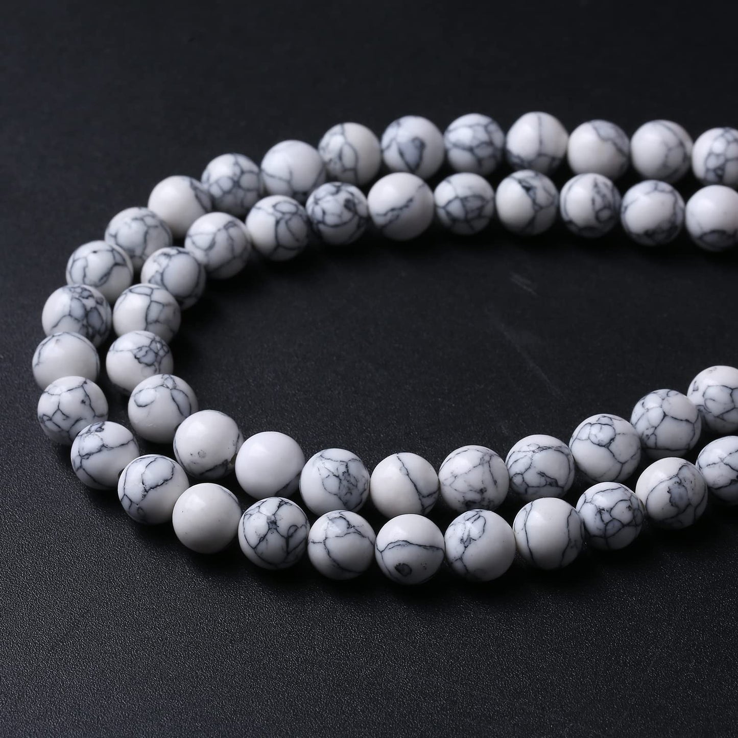 90pcs 4mm Natural Stone Beads White Turquoise Gemstone Round Loose Beads for Jewelry Making Crystal Energy Stone Healing Power DIY Bracelets (4mm, White Turquoise)