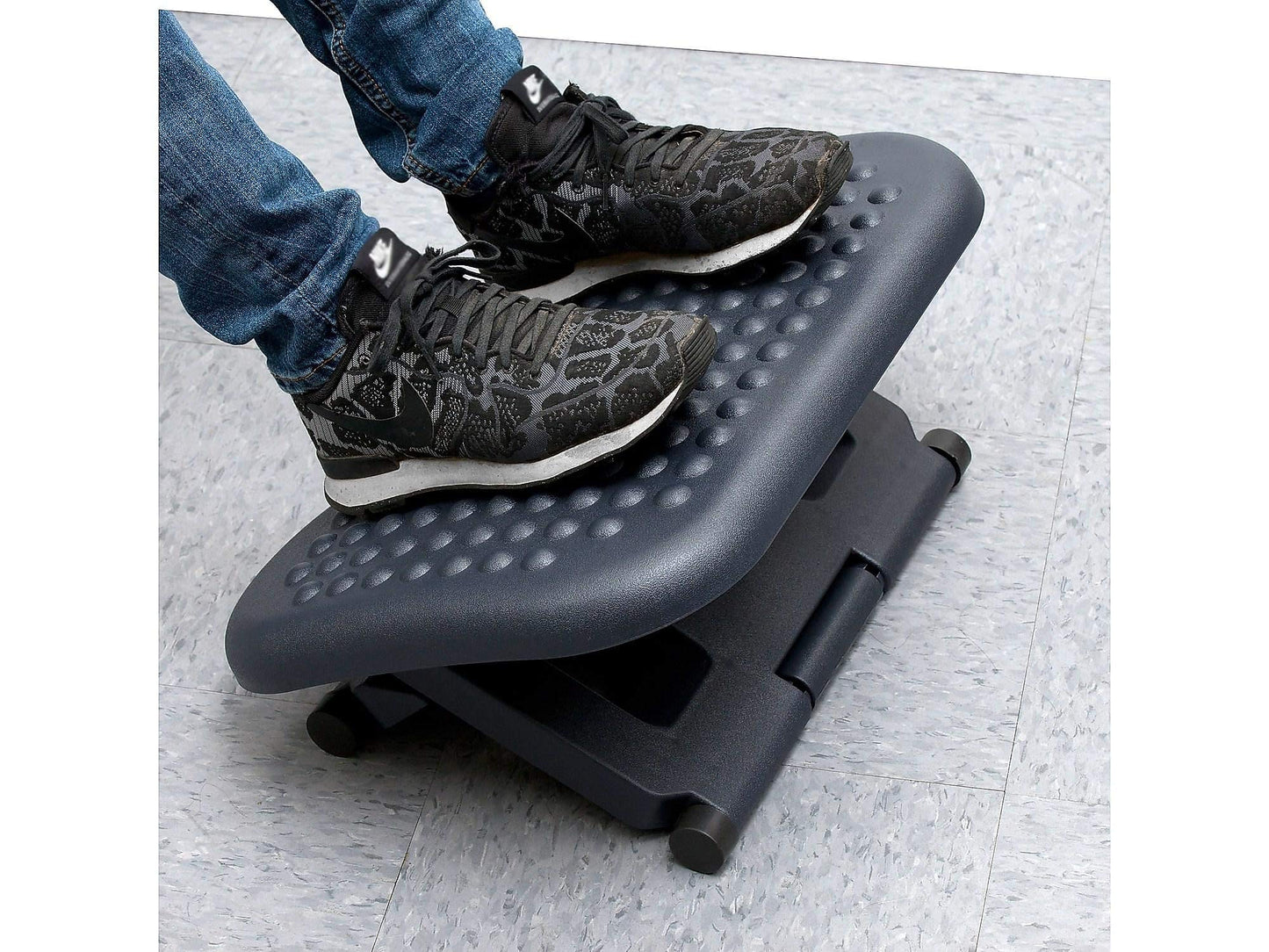 Mind Reader Foot Rest, Under Desk at Work, Ergonomic, Height Adjustable, Office, Plastic, 17"L x 13"W x 6.25"H, Black