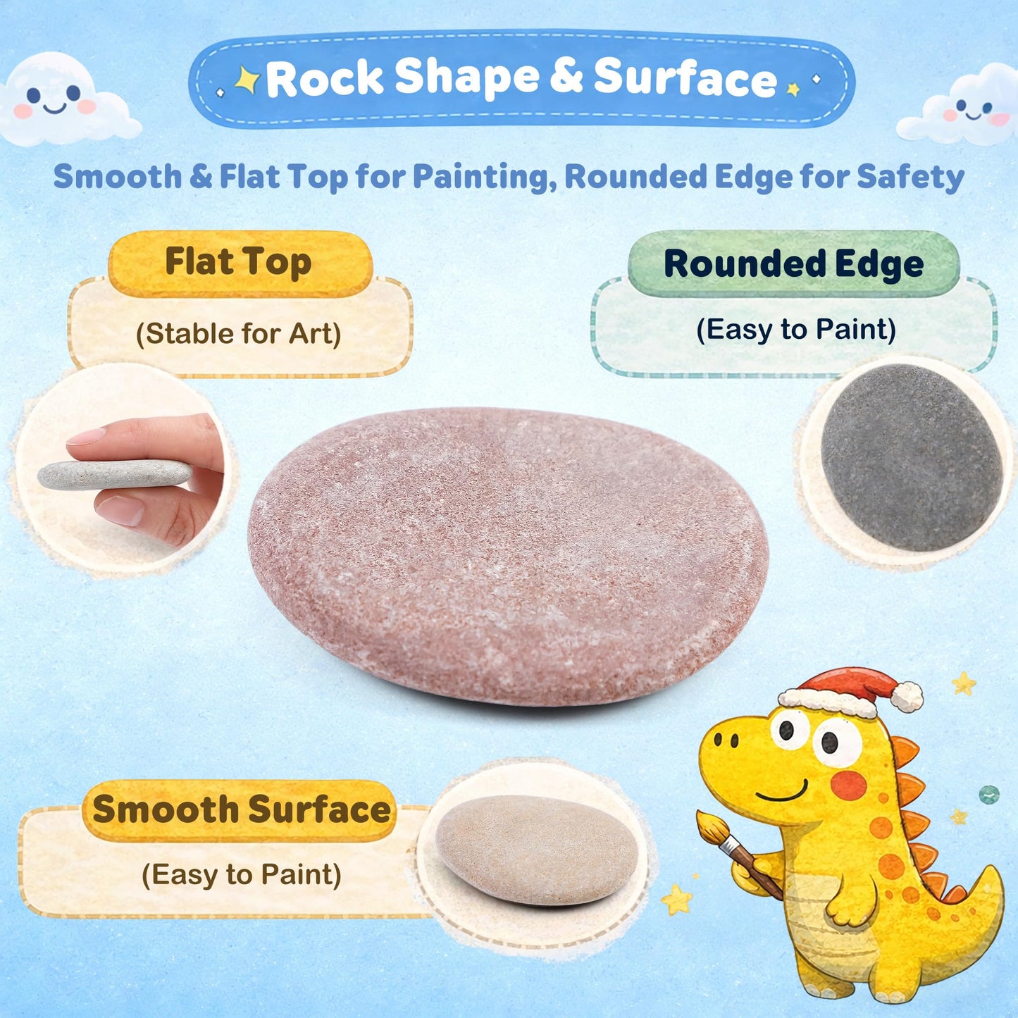 Rokraft 36 PCS Small 1.77-2.17" Smooth Natural River Rocks for Painting, Flat Painting Rocks & Craft Stones for School Art Activities, Kids Crafts & DIY Projects