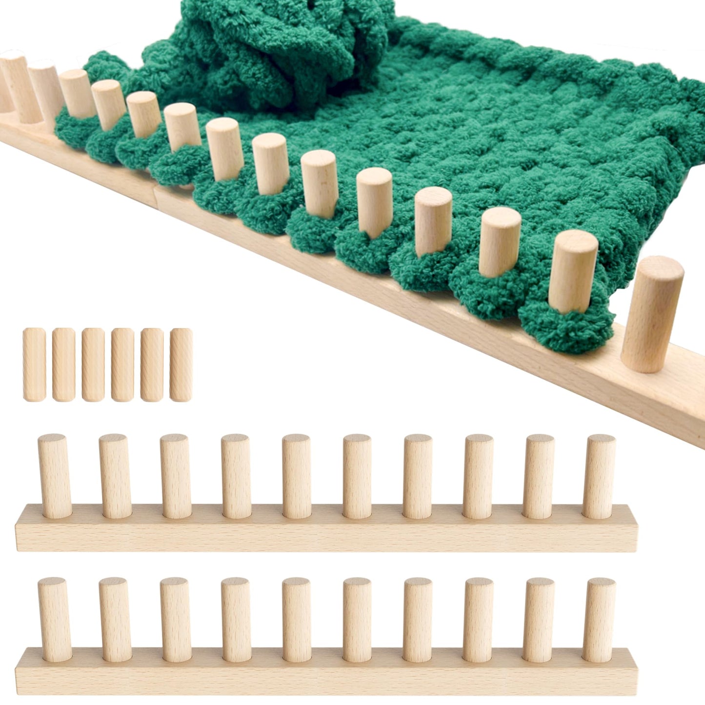 DR. OXXIER Chunky Knitting Loom Kit - 30 Inches Adjustable Wooden Loom for Blankets, Expandable to 60/90/120 Inches for Oversized Throws, Hand Knitting Board for Chunky Yarn, Beginner DIY Craft Kit