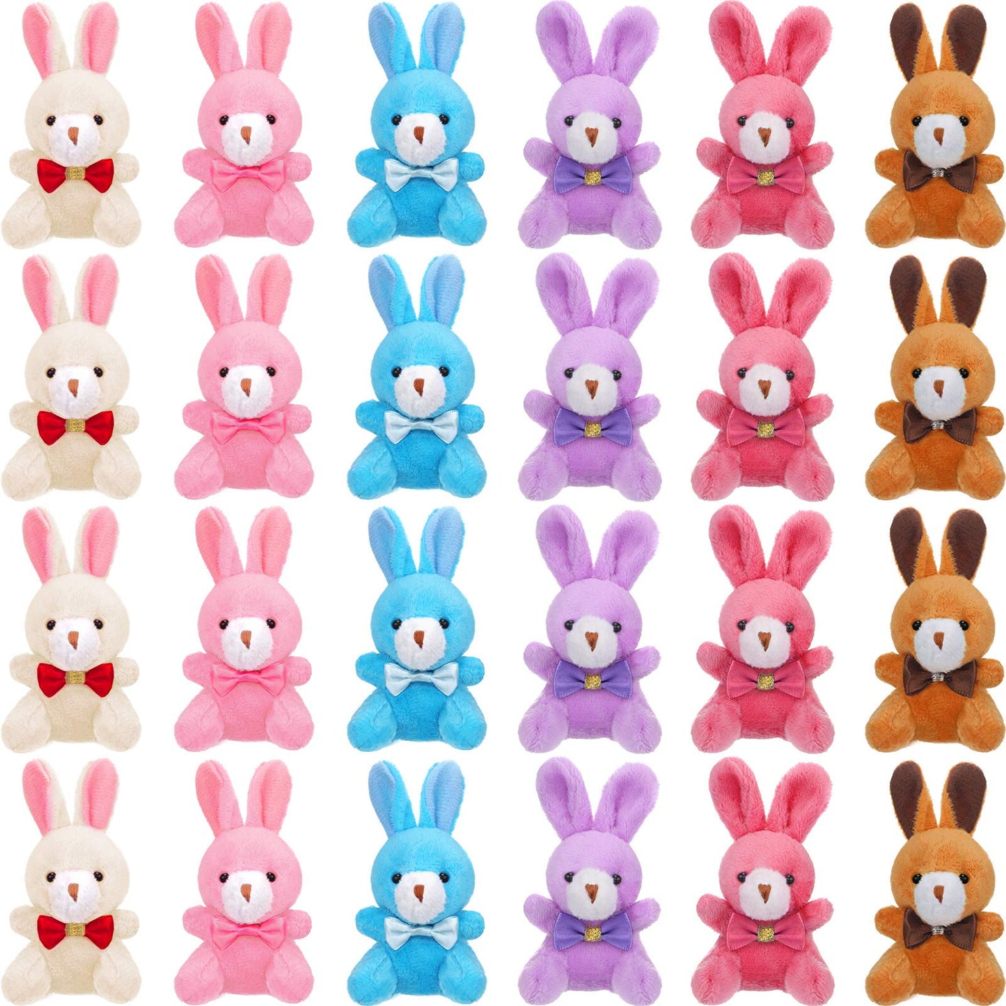 24 Pieces Easter Bunny Rabbit Plush Stuffed Animals 4 Inch Stuffed Bunny Toys Soft Tiny Rabbit Doll Plush Hanging Pendant Ornament Sitting Rabbit Plush Toy for DIY Keychain Easter Party Decorations