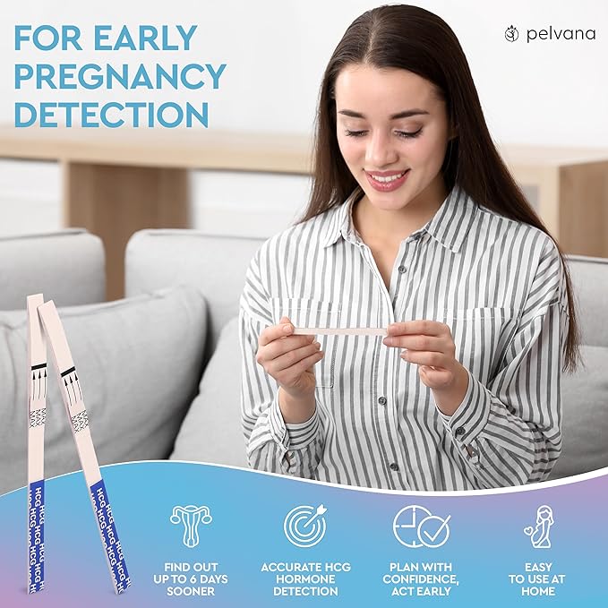 Pelvana Pregnancy Test Strip Value Pack 40 HCG Pregnancy Test Strips for Early Detection up to 6 Days Sooner - Easy to Understand for at Home Use - Ideal for Women Trying to Get Pregnant Naturally