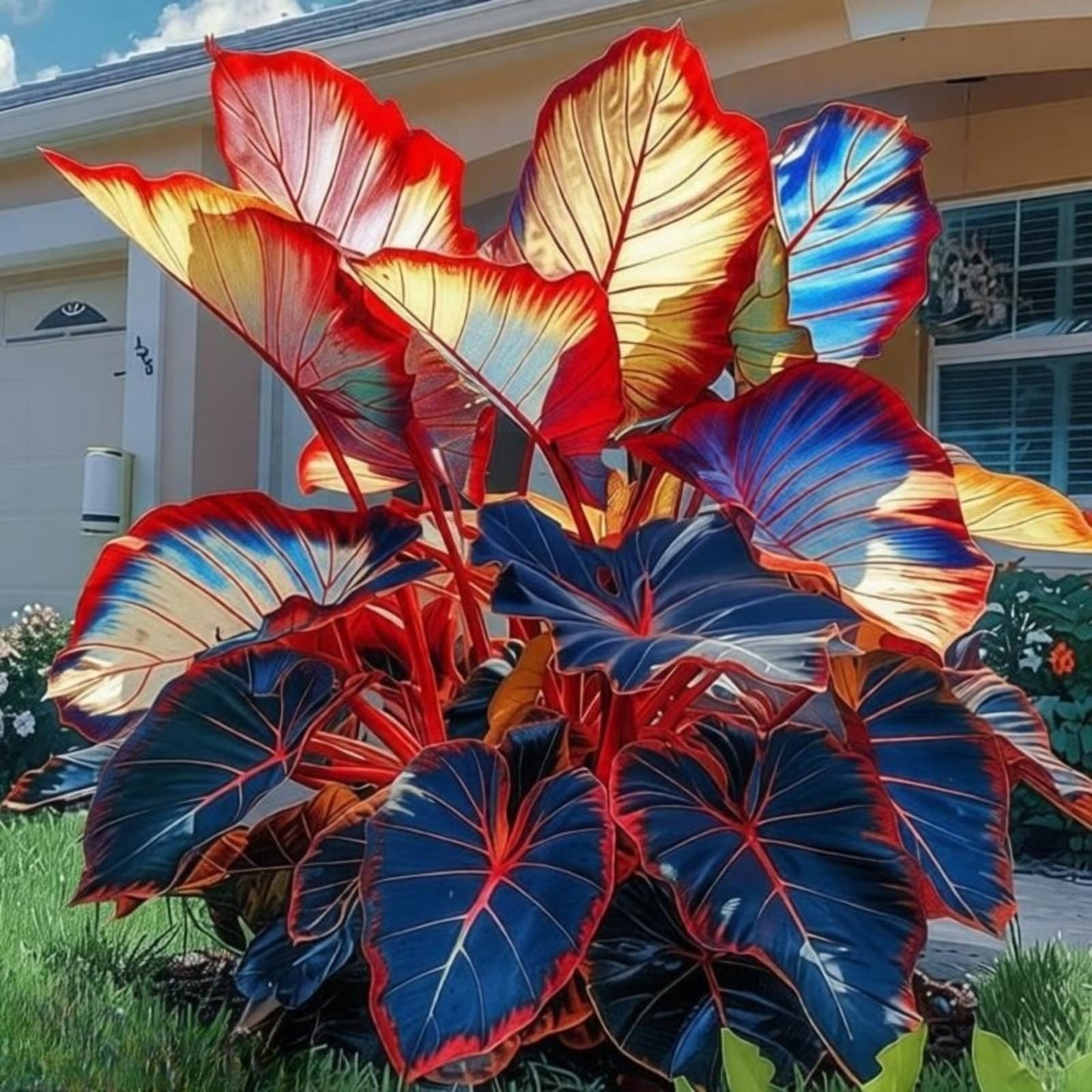 EDRHTJG Elephant Ear-Statement Leaf Decor for Patio Garden Yard Styling Natural Tone Variety (6)