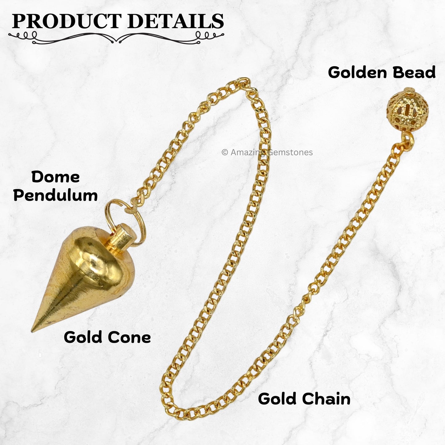 Amazing Gemstone Healing Metal Pendulums for Divination, Gold Dome Cone Steel Copper Pendulum High Energy Pendulo de Bronce Pendulos de Mesa MP95