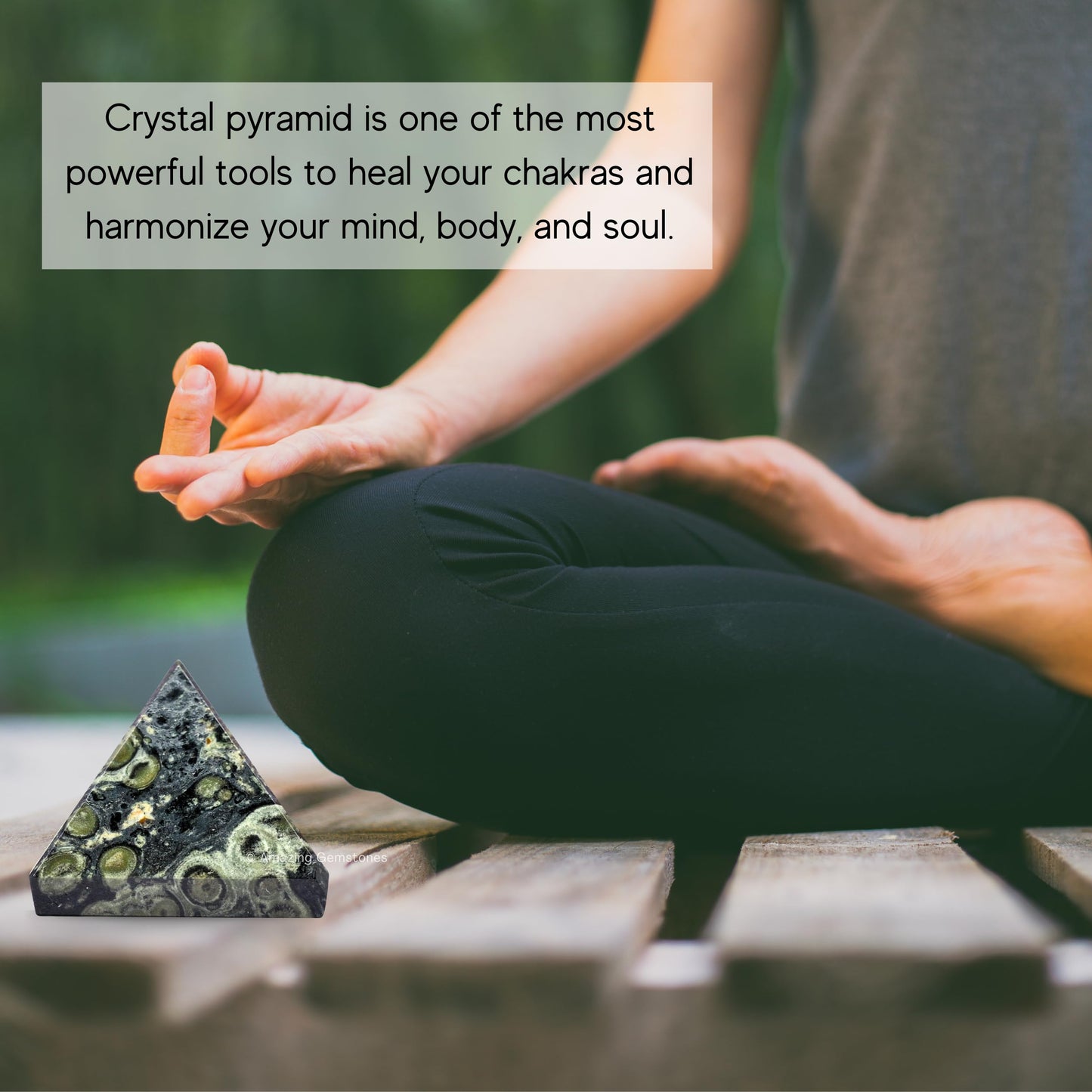 Kambaba Jasper Pyramid Crystal Healing Stones - 1.5" Great Pyramid Figurine of Natural Stone Pyramid for Meditation, Reiki, Chakra Balancing and Crystal Pyramids Grid