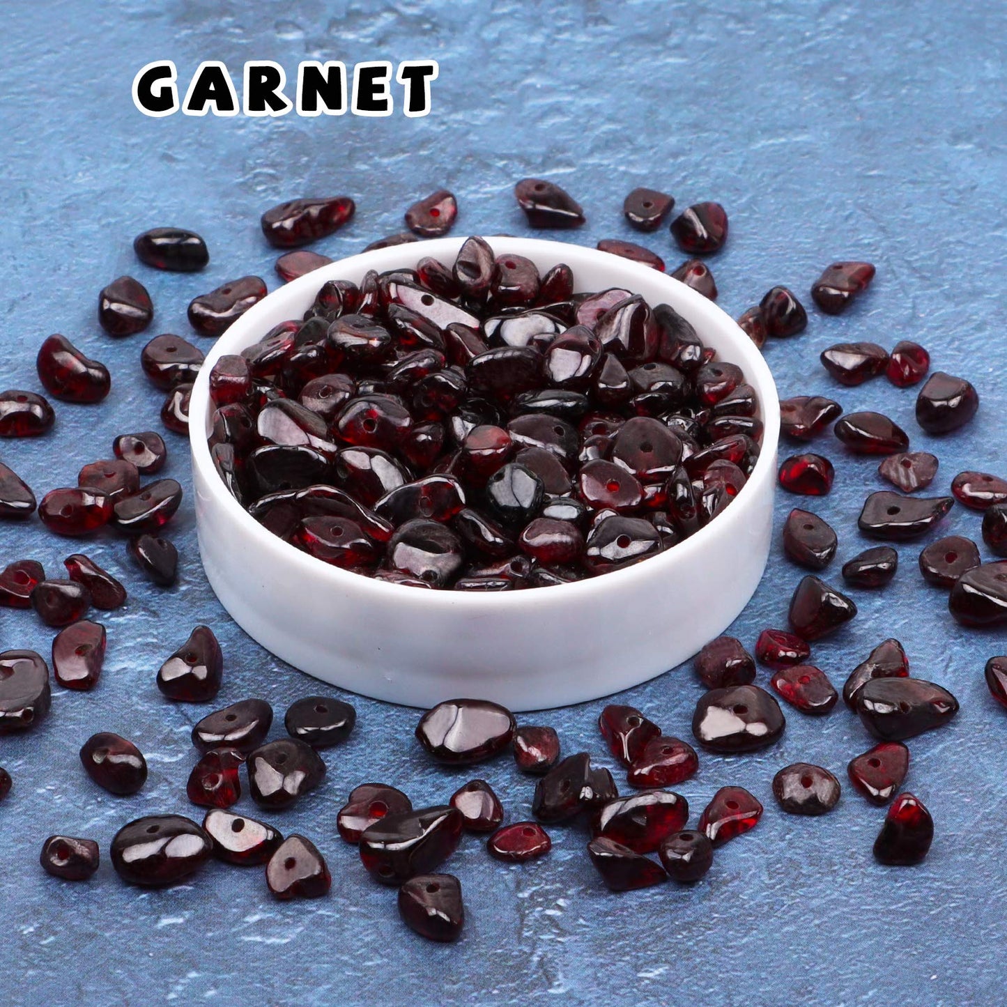 500 pcs Natural Chip Stone Beads, Garnet 5-8 mm Irregular Gemstones Healing Crystal Loose Rocks Bead Hole Drilled for Jewelry Making Bracelet