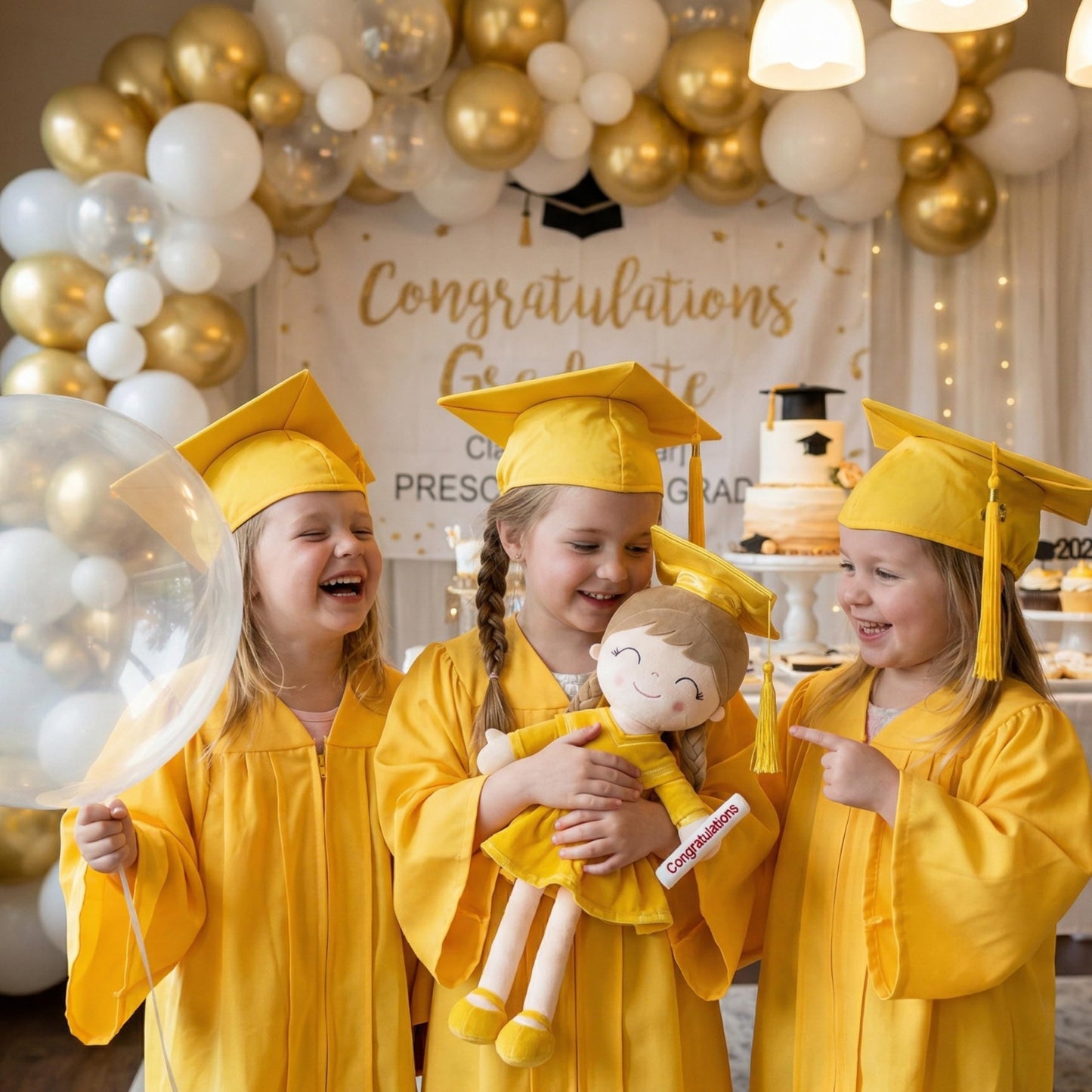 Gloveleya 16" Yellow Graduation Doll - Bright & Cheerful Plush Toy with Cap & Gown - Preschool Kindergarten Graduation Gift for Daughter, Class of 2026
