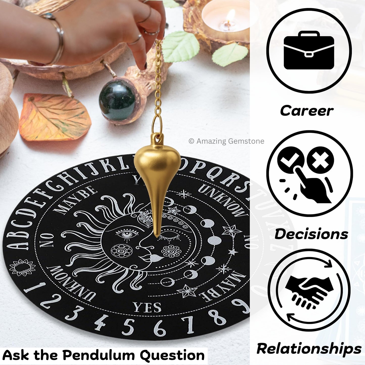Amazing Gemstone Healing Metal Pendulums for Divination, Gold Dome Cone Point Steel Copper Pendulum High Energy Pendulo de Bronce Pendulos de Mesa MP118