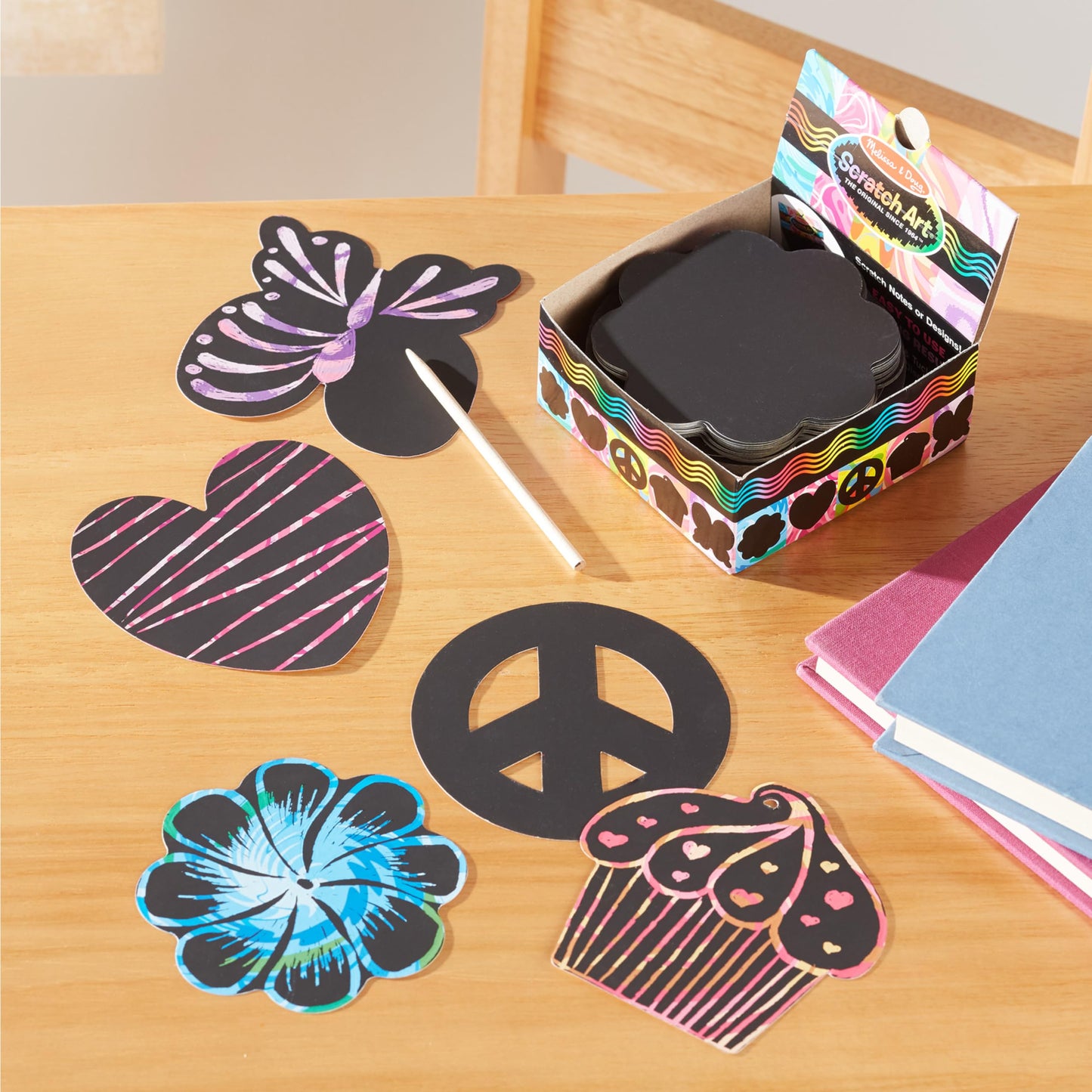 Melissa & Doug Scratch Art® Box of 125 Friendship-Themed Shaped Notes in Desktop Dispenser (Approx. 3.5” x 3.5” Each Note)