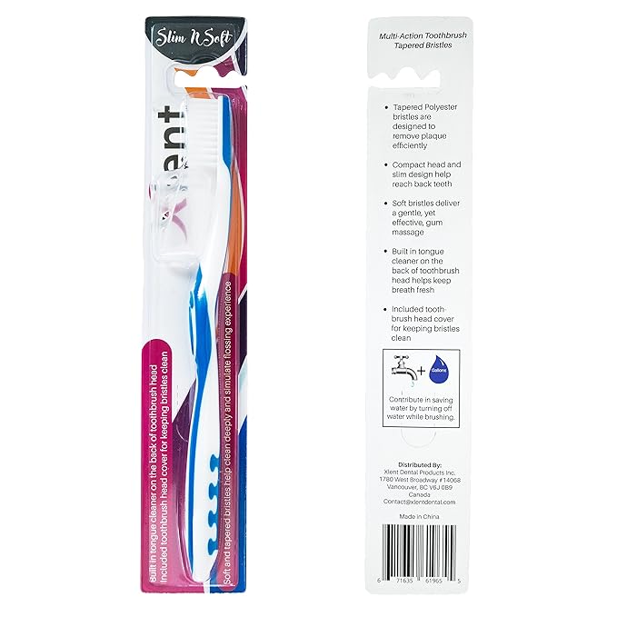 Super Soft, Tapered Bristle Toothbrush with Tongue Cleaner Assorted Colors - (4 Count)