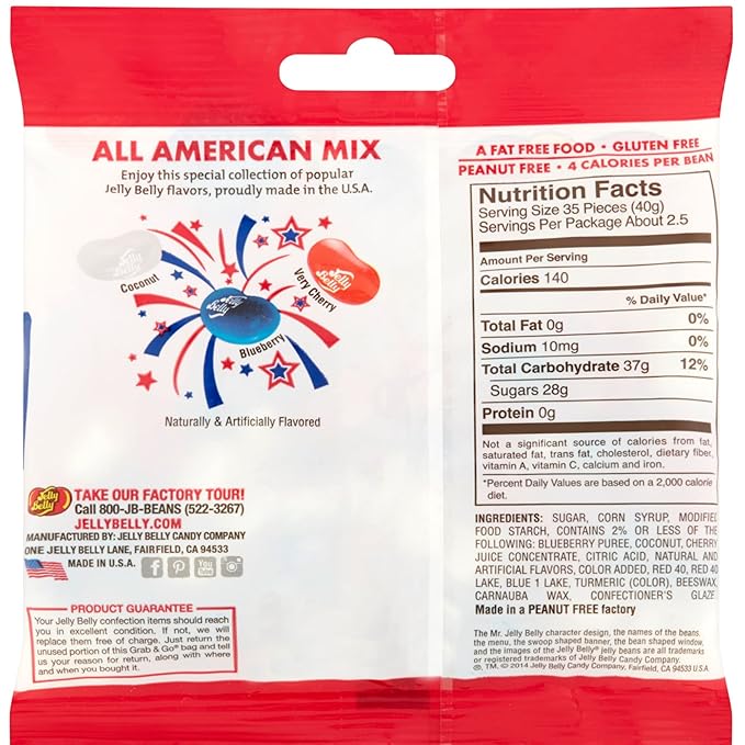 Needzo Red, White, and Blue Fruit Flavored Jelly Beans, American Mix Shareable Candy, Gourmet Chewy Candies for 4th of July and Birthday Parties, Pack of 3 (Red White Blue)