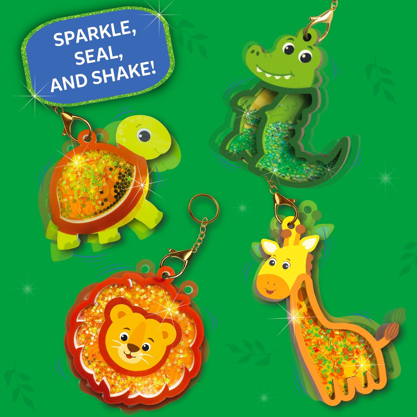 Skillmatics Shake-its – Glitter Craft Kit for Kids, DIY Animal Arts & Crafts with Keychains, Mess-Free Activity, Travel Toy, Birthday Gift for Girls & Boys Ages 4, 5, 6, 7, 8, 9