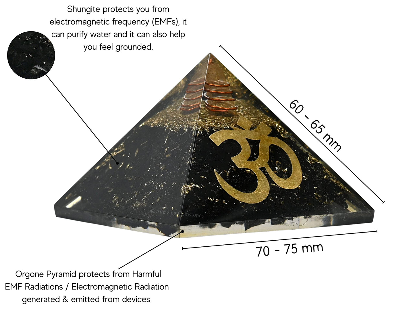 Large Orgone Pyramid | Black Tourmaline Pyramid Crystal | OM Orgonite Pyramid | Organ Pyramids Positive Energy Healing