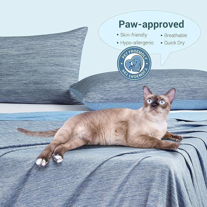 Elegear Revolutionary Cooling Blanket King Absorbs Heat to Keep Body Cool for Night Sweats, Arc-Chill 3.0 Cool Fiber Q-Max>0.5 for Hot Sleepers, Lightweight Summer Cold Blankets for Sleeping, Blue