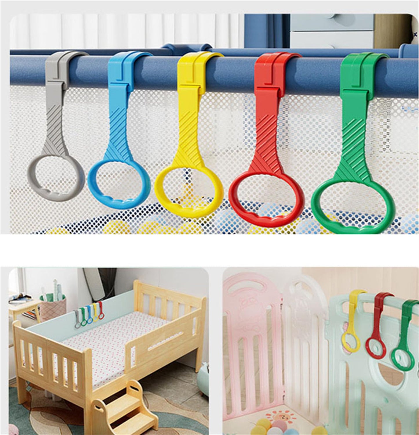 10pcs Walk Assistant Plastic Baby Crib Pull Rings for Baby Cot Hanging Rings for Infant Toddler Practice Tool