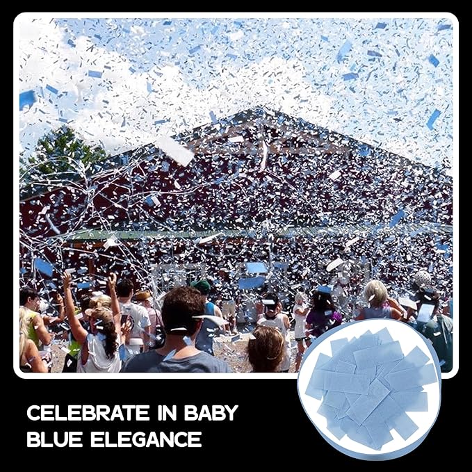 Ultimate Confetti, Baby Blue Biodegradable Confetti - Rectangular Flame-Resistant Tissue Paper Confetti for Cannon and Launcher use – Best for Gender Reveal, Parties, and Concerts - 20 lb, 320 oz