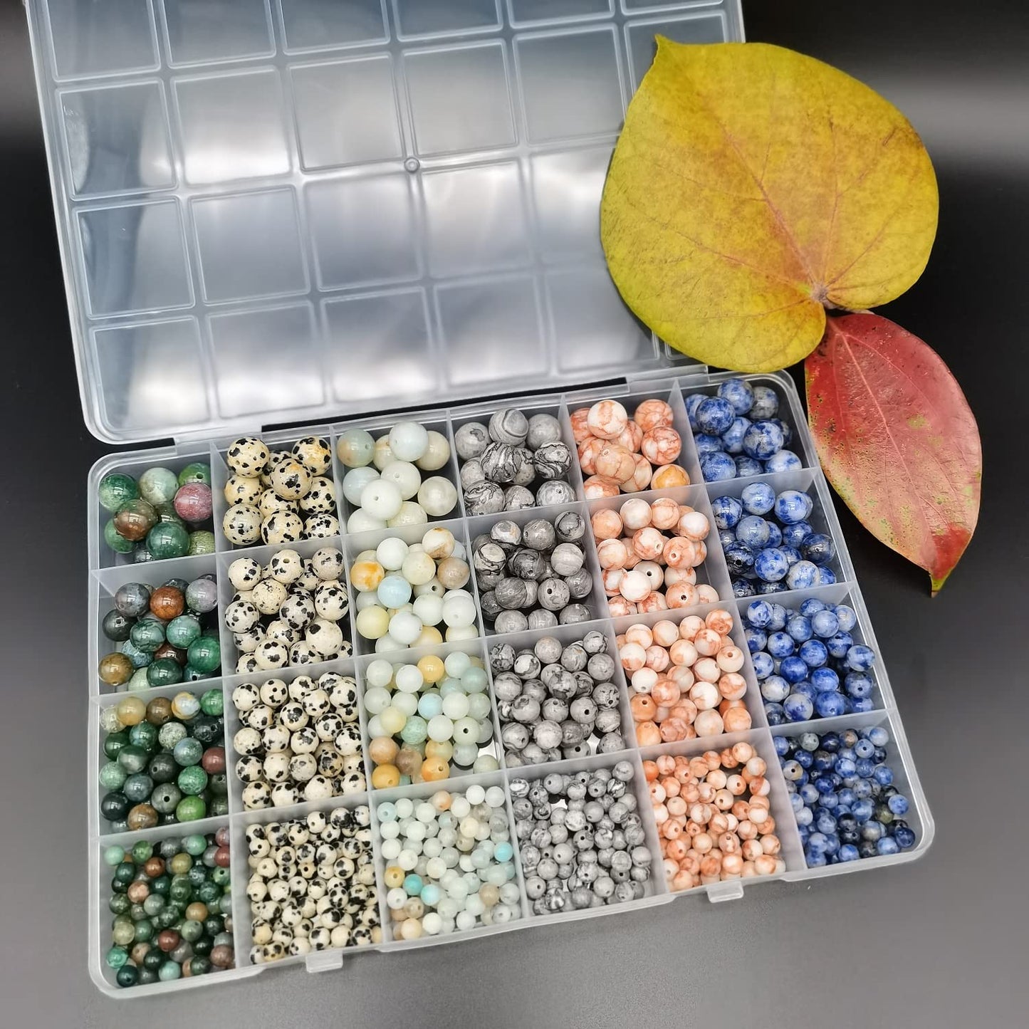 Natural Round Stone Beads About 720pcs Genuine Real Healing Crystal Stones Beading Loose Gemstone DIY for Bracelet Jewelry Making Kit(4/6/8/10mm,6 Color B)