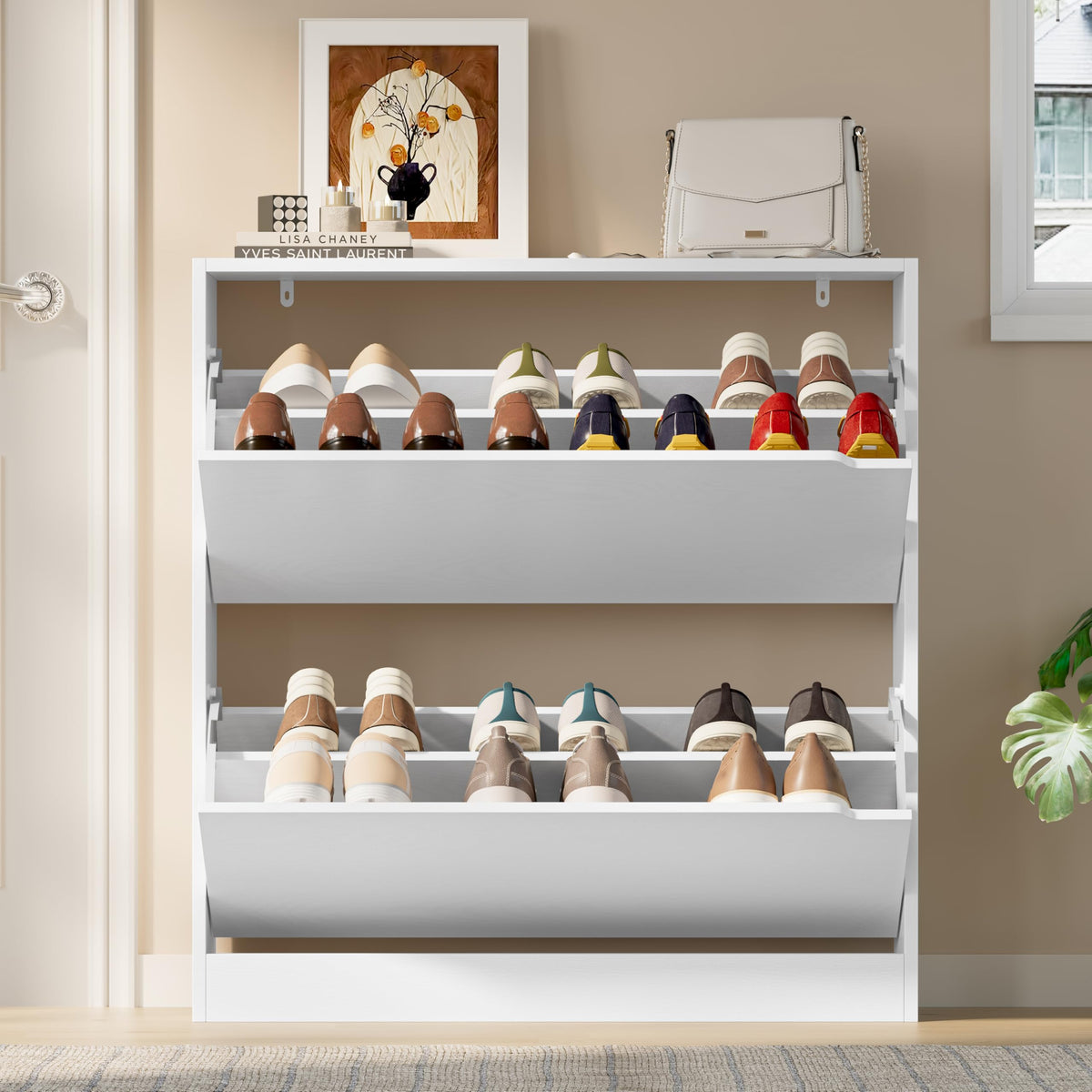 Shoe Cabinet with 2 Flip Drawers