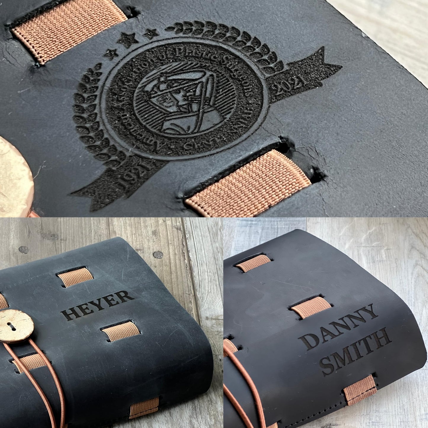 HARDISTON Genuine Leather Electronic Cable Organizer Bag Handmade Travel Cord Organizer Roll Case for Hard Drives, Cables, Charger, Phone, USB, SD Card (Medium - Black)