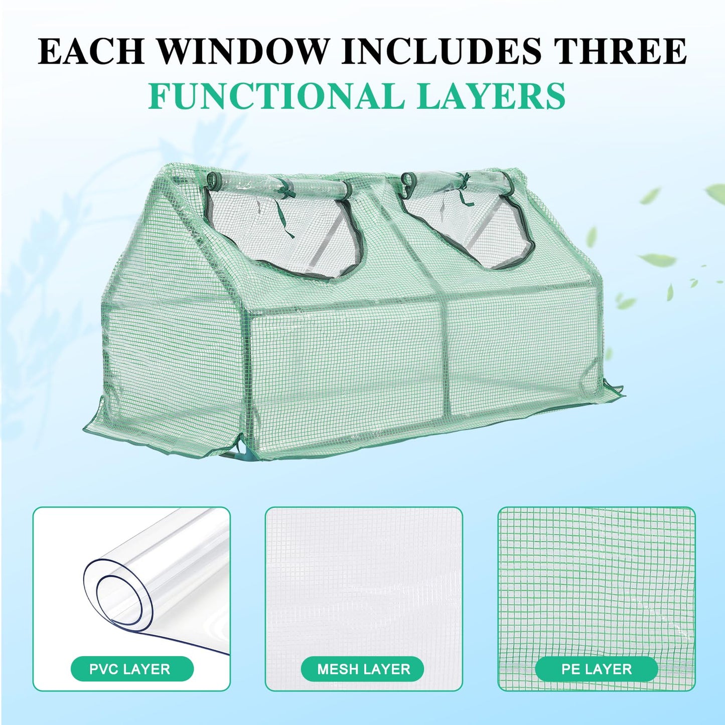 BPS 4x2x2 FT 3-in-1 Mini Greenhouse Kit, Small Greenhouse with Triple-Layer Window for All-Season Vegetable and Plant Growing