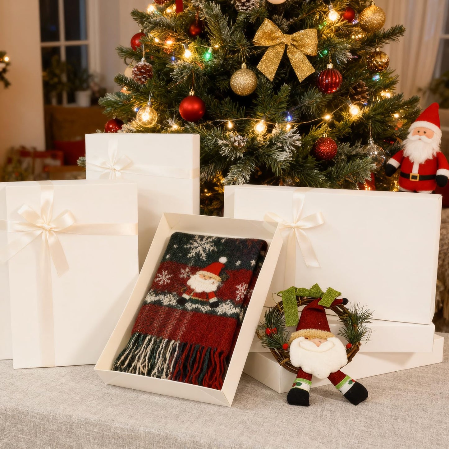 Breeze Touch 30 Pack 17" Christmas Gift Boxes with Lids for Presents, White Shirt Gift Wrapping Present Boxes for Clothes,Shirts,Robes,Sweaters and Socks